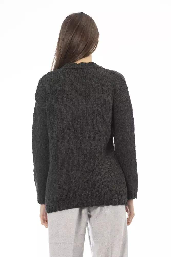 Alpha Studio Emerald Elegance Crew Neck Sweater