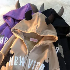 Bat Wing Devil Horn Hoodies