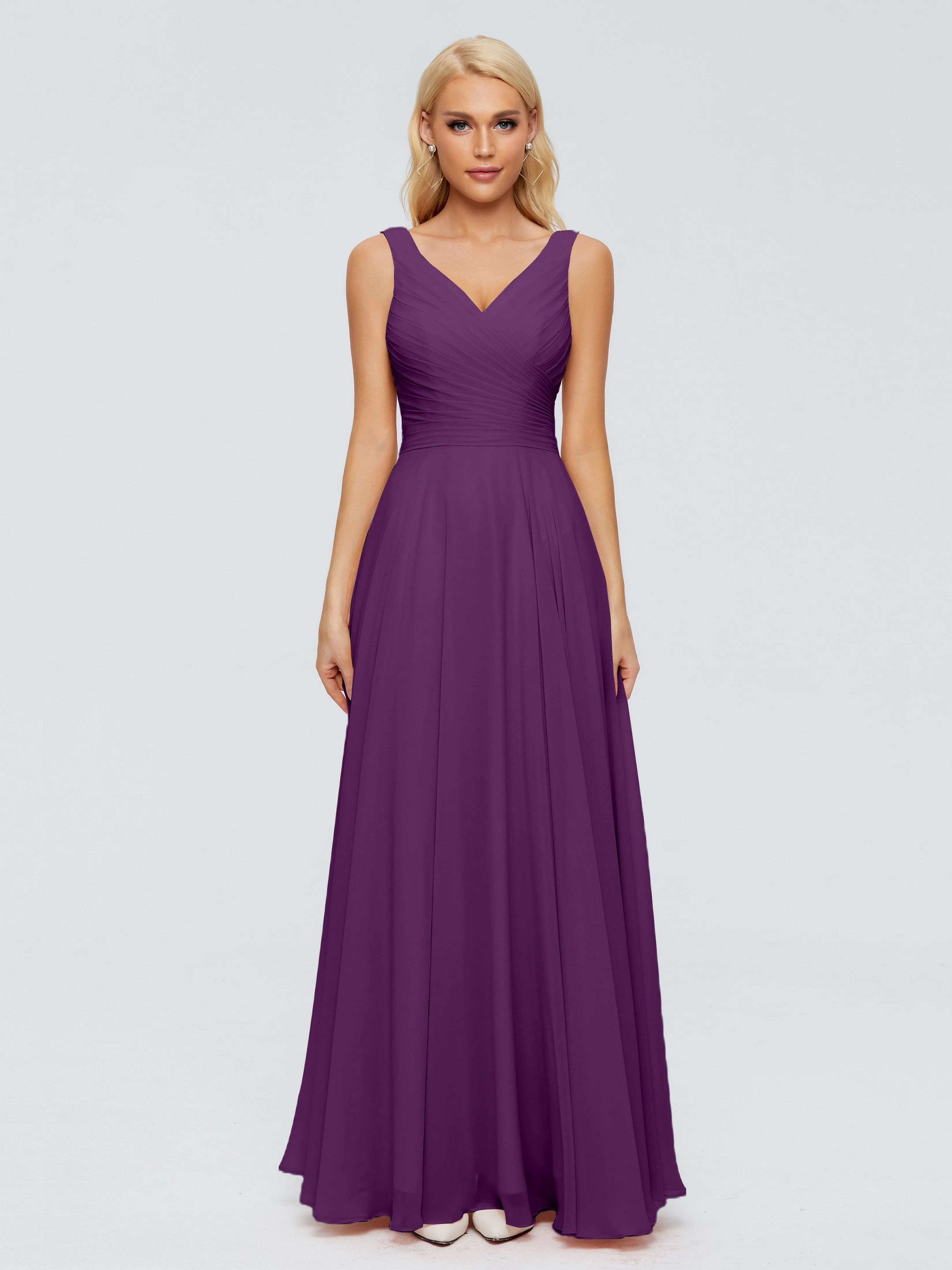 Bridesmaid Dresses In Grape Ryleigh Flowy Chiffon Bridesmaid Dresses With Bow