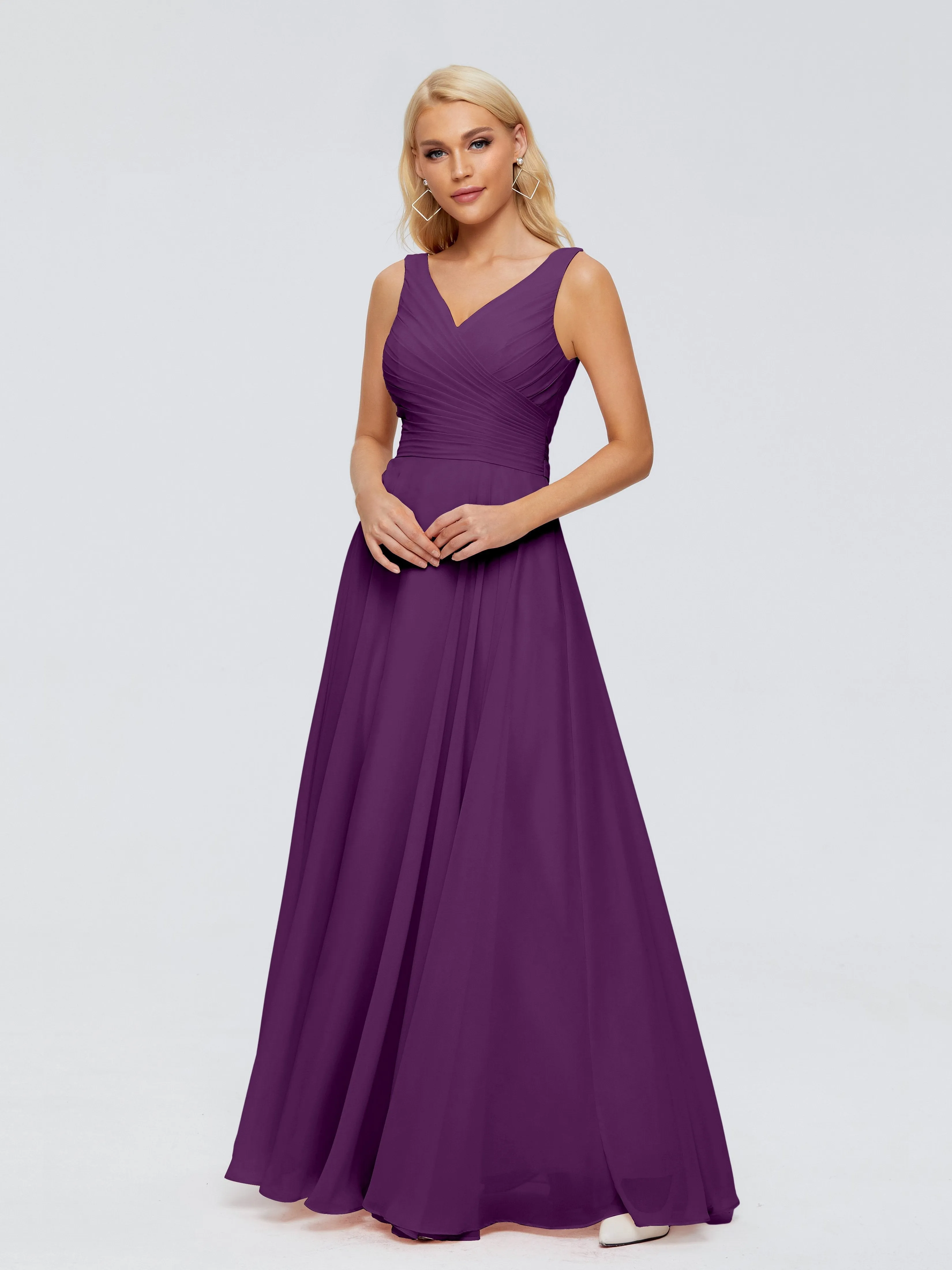 Bridesmaid Dresses In Grape Ryleigh Flowy Chiffon Bridesmaid Dresses With Bow