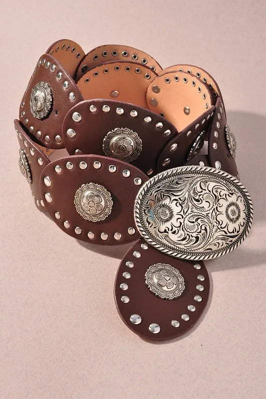 BROWN DISC LINK BOHO BELT