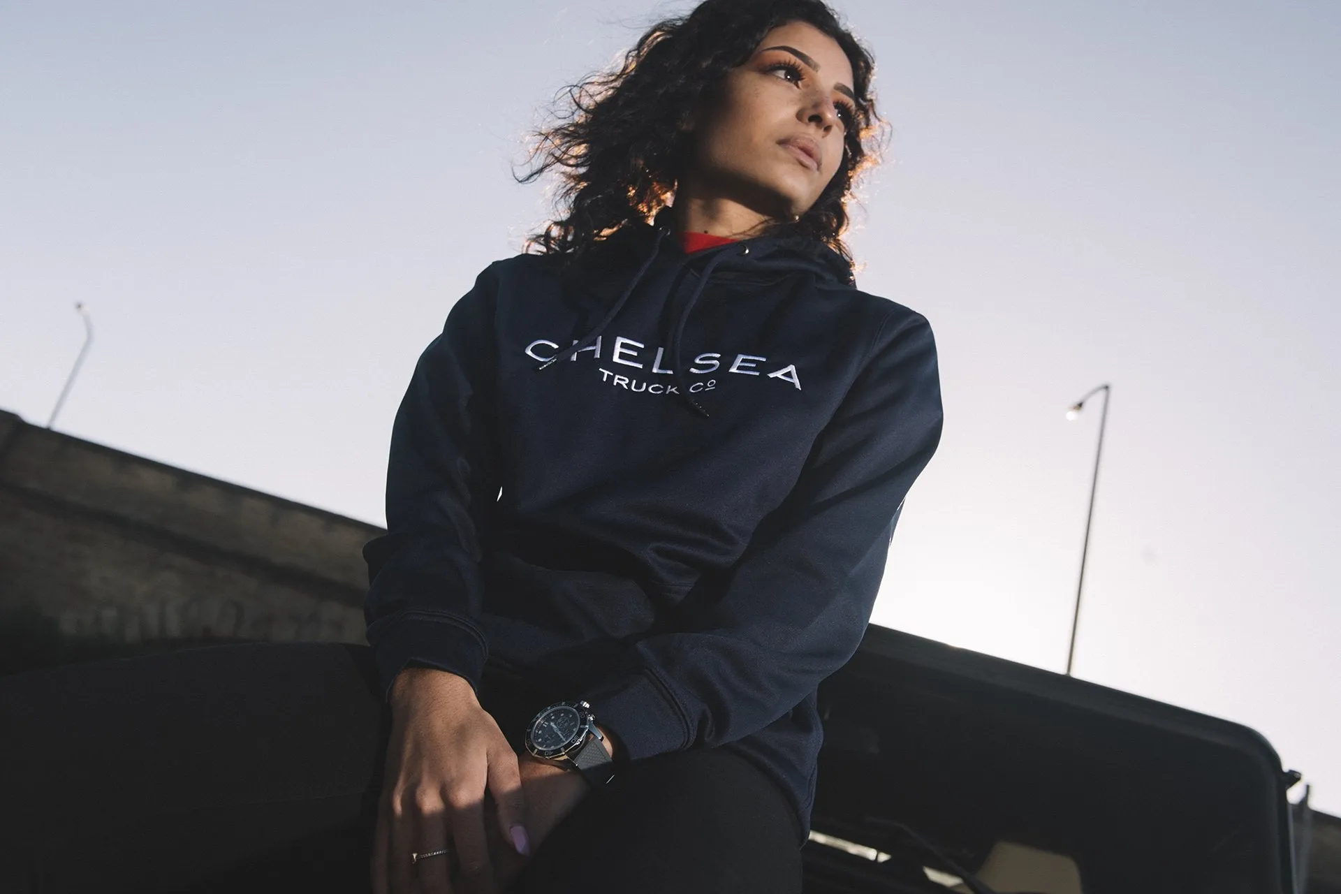 Chelsea Truck Co Hoodie - Navy Blue with White Embroidery