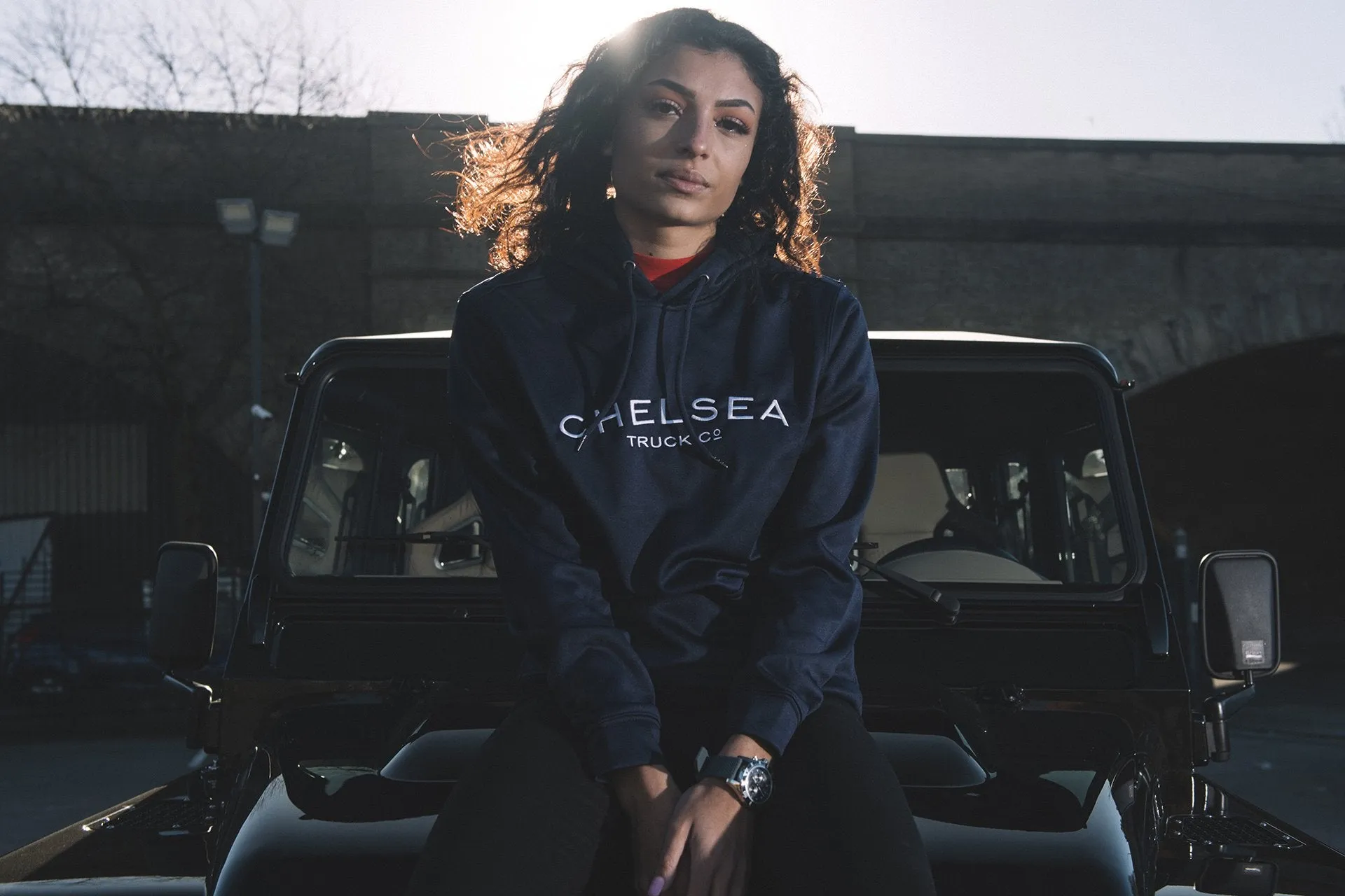 Chelsea Truck Co Hoodie - Navy Blue with White Embroidery