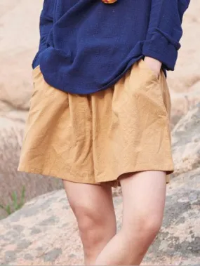 Chicmy-Comfortable Pure Color Linen Cotton Shorts