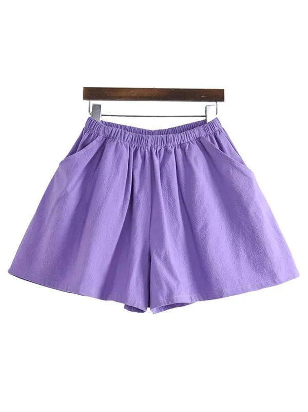 Chicmy-Comfortable Pure Color Linen Cotton Shorts