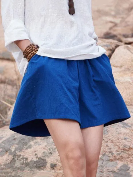 Chicmy-Comfortable Pure Color Linen Cotton Shorts