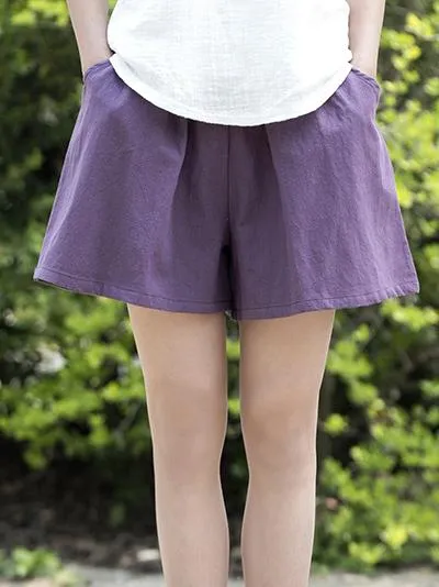 Chicmy-Comfortable Pure Color Linen Cotton Shorts