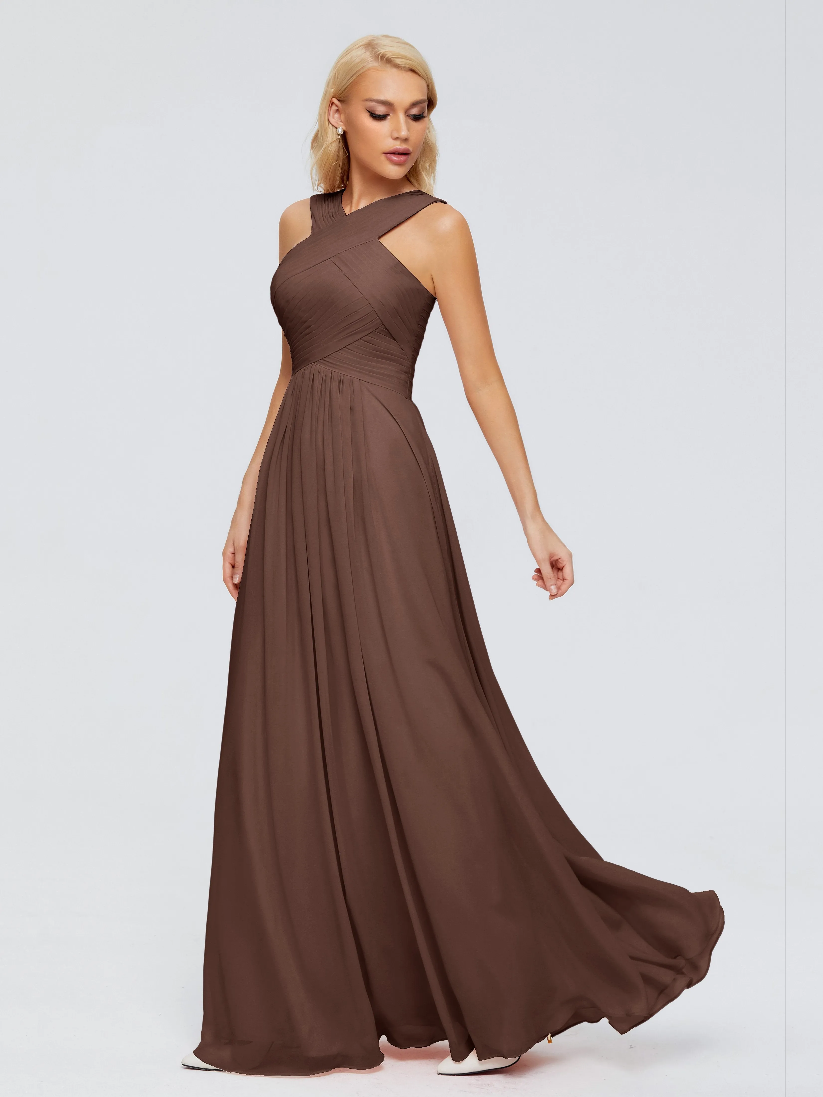 Chocolate Brown Bridesmaid Dresses Aliyah Charming A-Line Straps Chiffon Bridesmaid Dresses