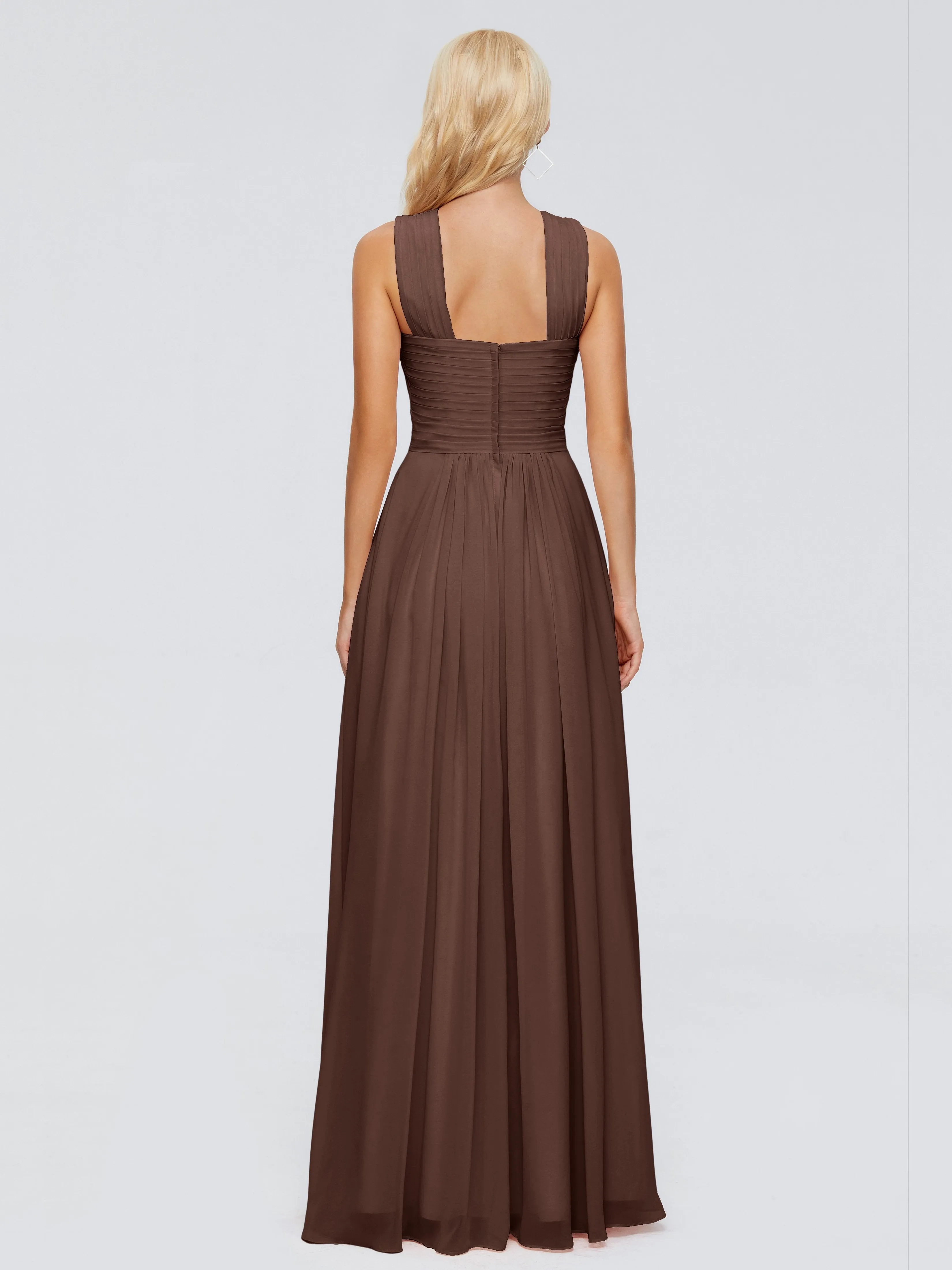 Chocolate Brown Bridesmaid Dresses Aliyah Charming A-Line Straps Chiffon Bridesmaid Dresses