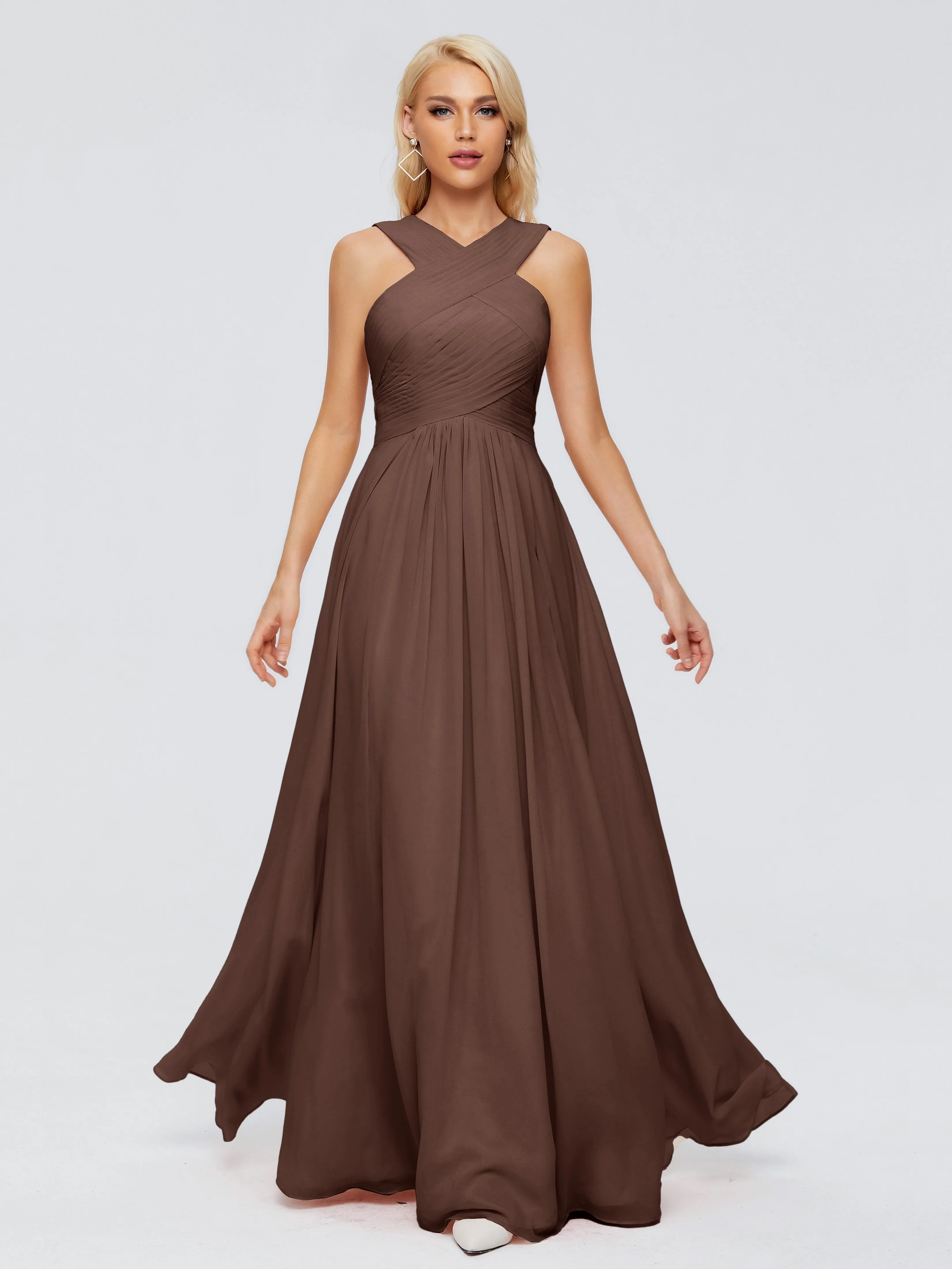 Chocolate Brown Bridesmaid Dresses Aliyah Charming A-Line Straps Chiffon Bridesmaid Dresses