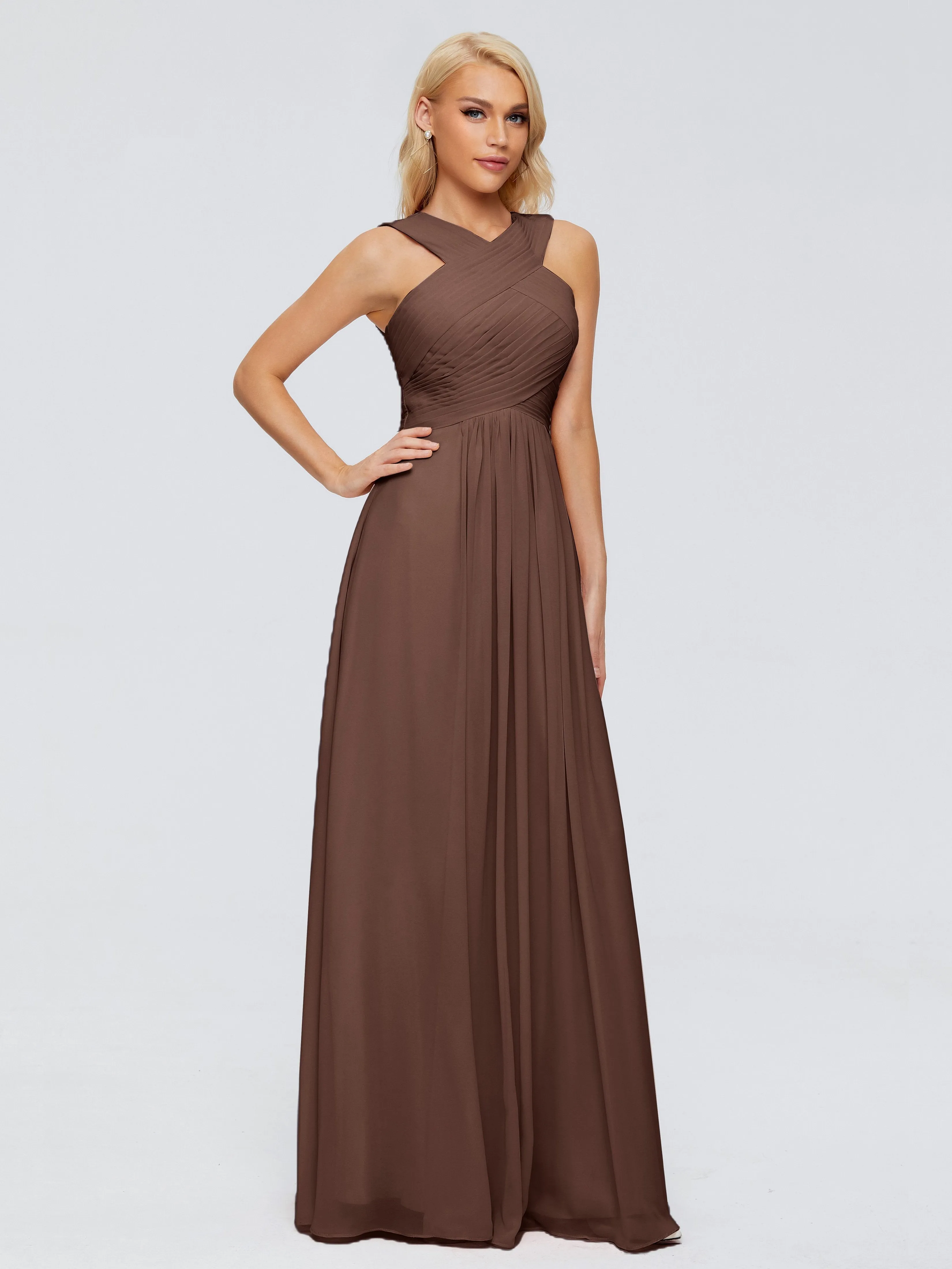 Chocolate Brown Bridesmaid Dresses Aliyah Charming A-Line Straps Chiffon Bridesmaid Dresses