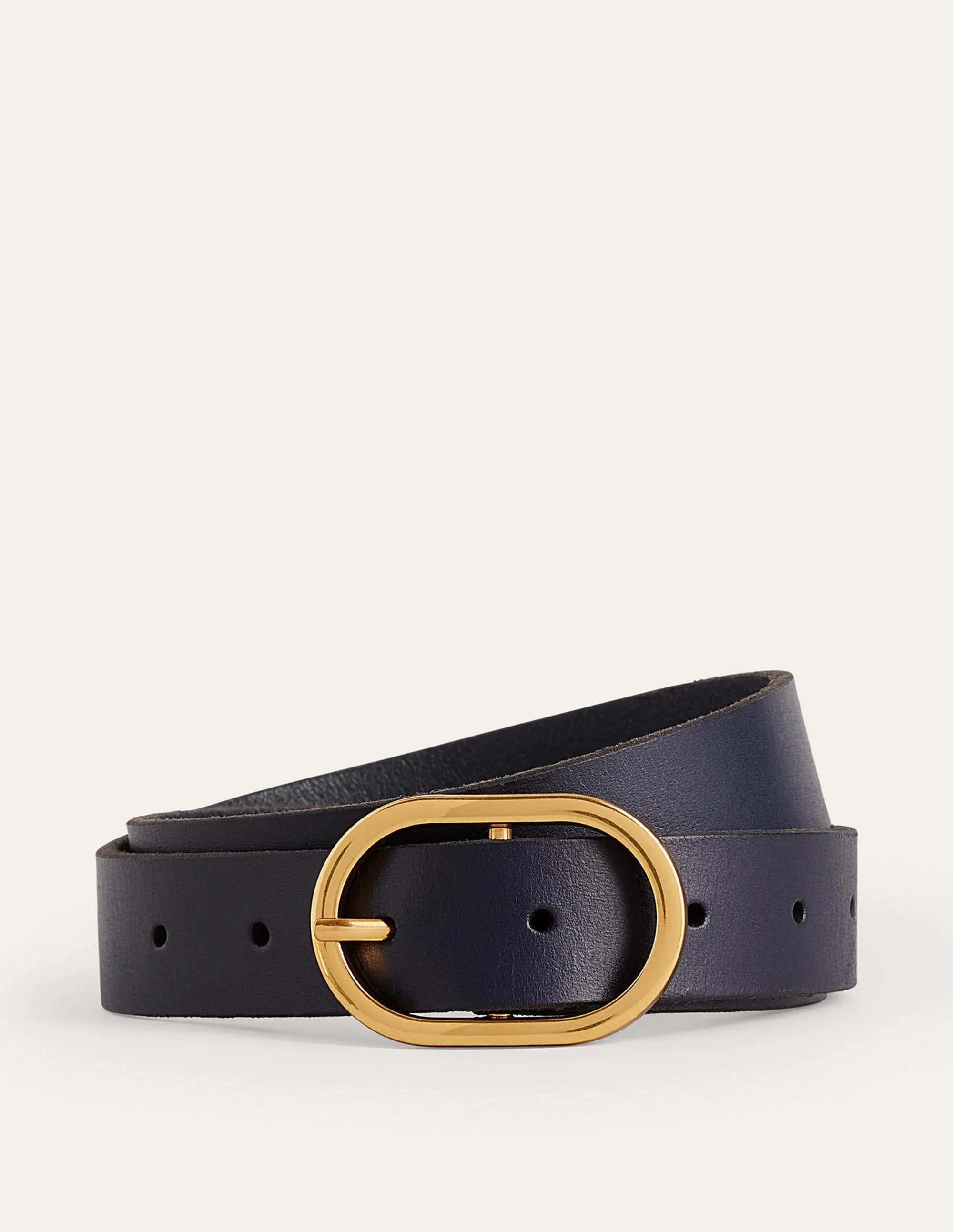 Classic Leather Belt-Navy