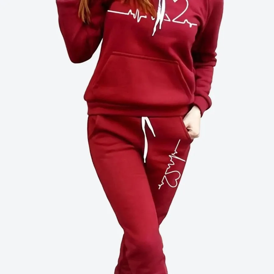 Comfortable Graphic Print Hoodie Set