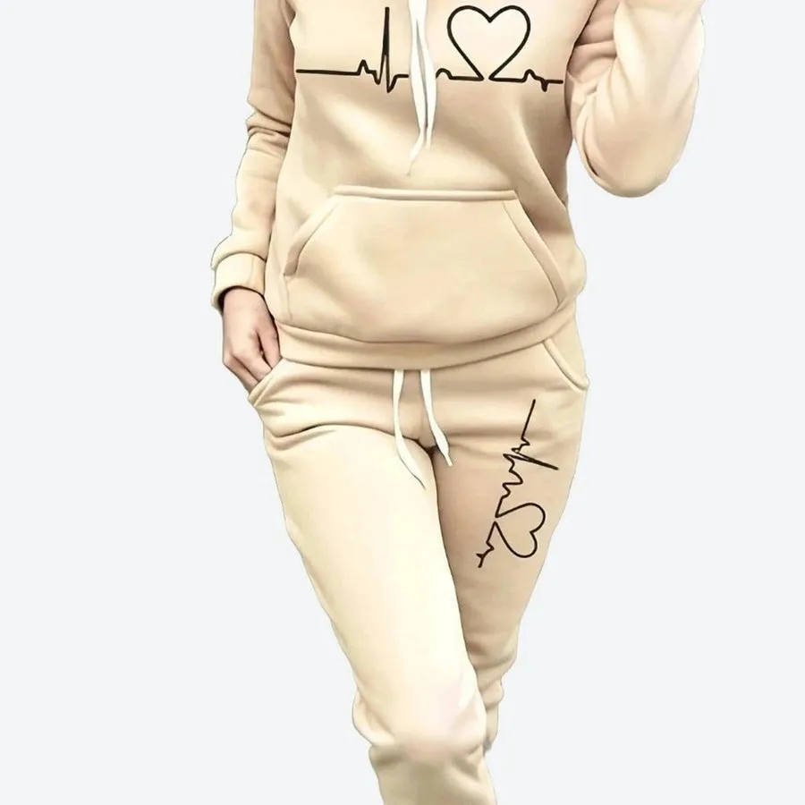 Comfortable Graphic Print Hoodie Set