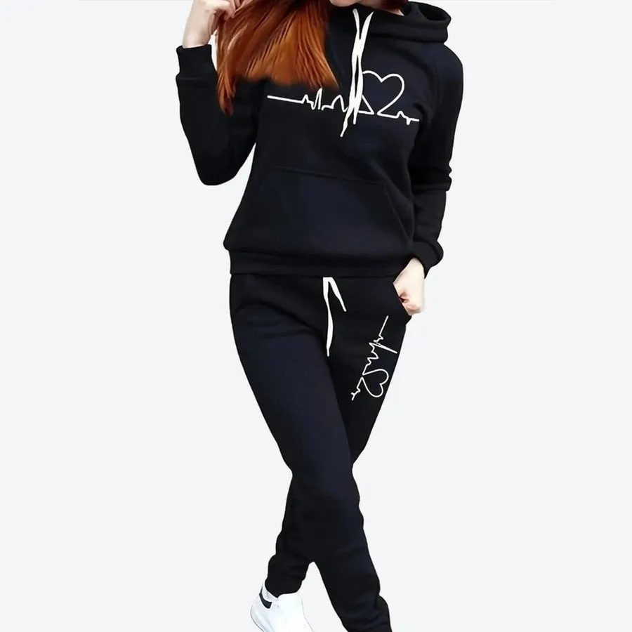 Comfortable Graphic Print Hoodie Set