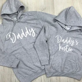 Daddy & Daddy's Bestie Chelsea Script Hoodies-Heather Grey