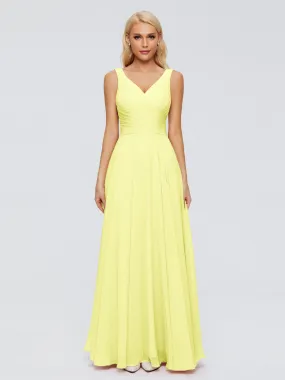 Daffodil Yellow Bridesmaid Dresses Ryleigh Flowy Chiffon Bridesmaid Dresses With Bow