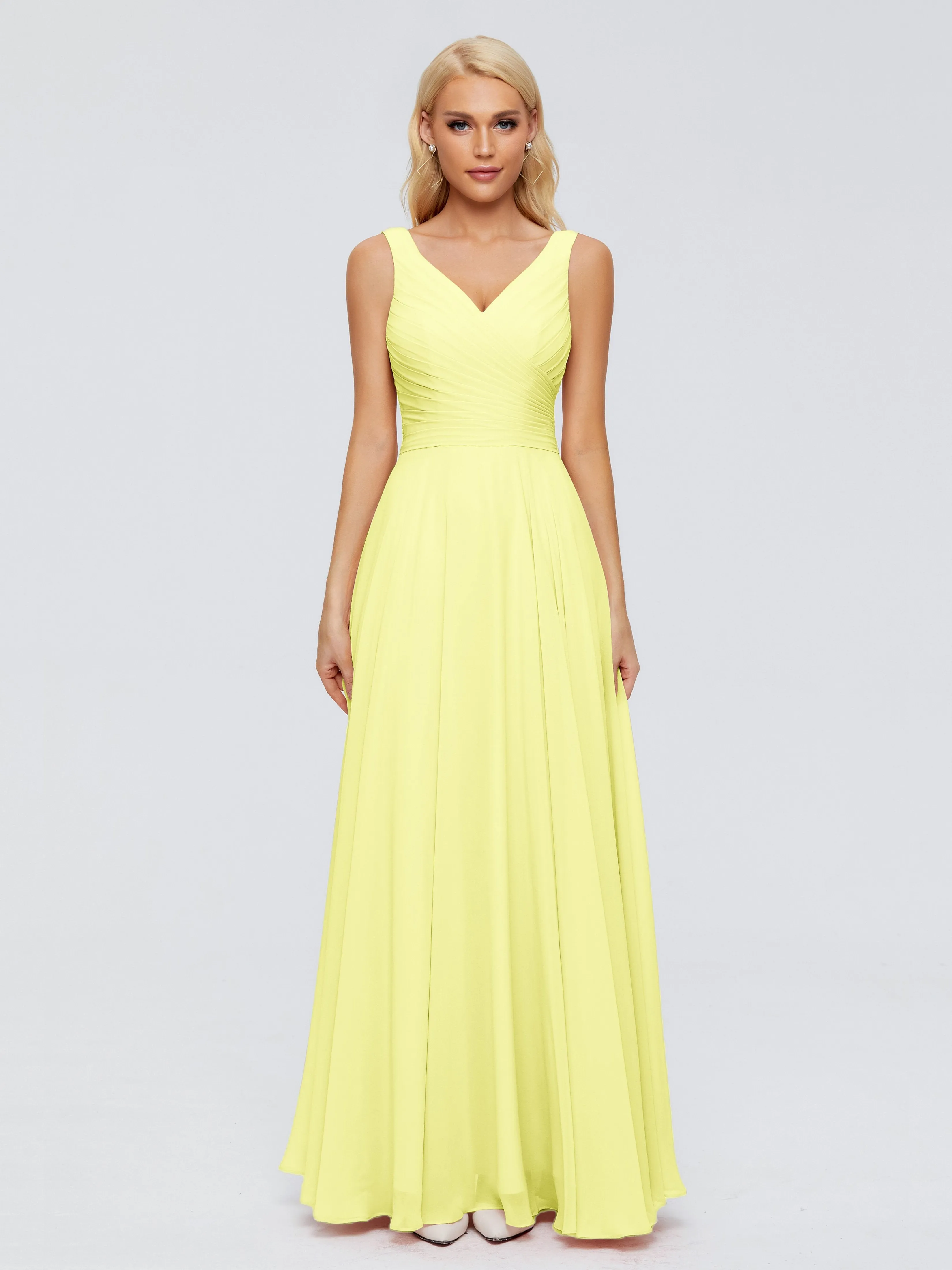 Daffodil Yellow Bridesmaid Dresses Ryleigh Flowy Chiffon Bridesmaid Dresses With Bow