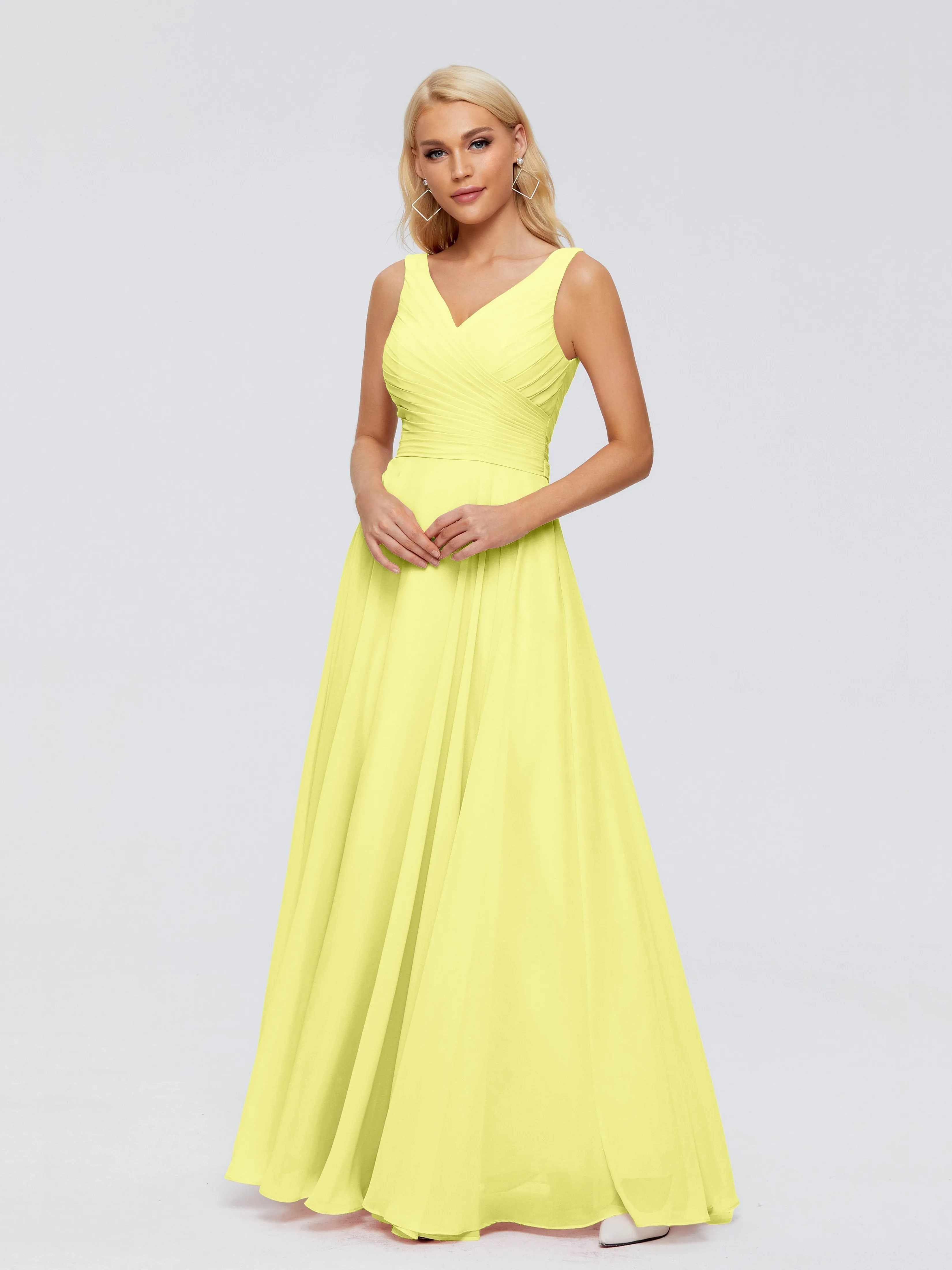 Daffodil Yellow Bridesmaid Dresses Ryleigh Flowy Chiffon Bridesmaid Dresses With Bow