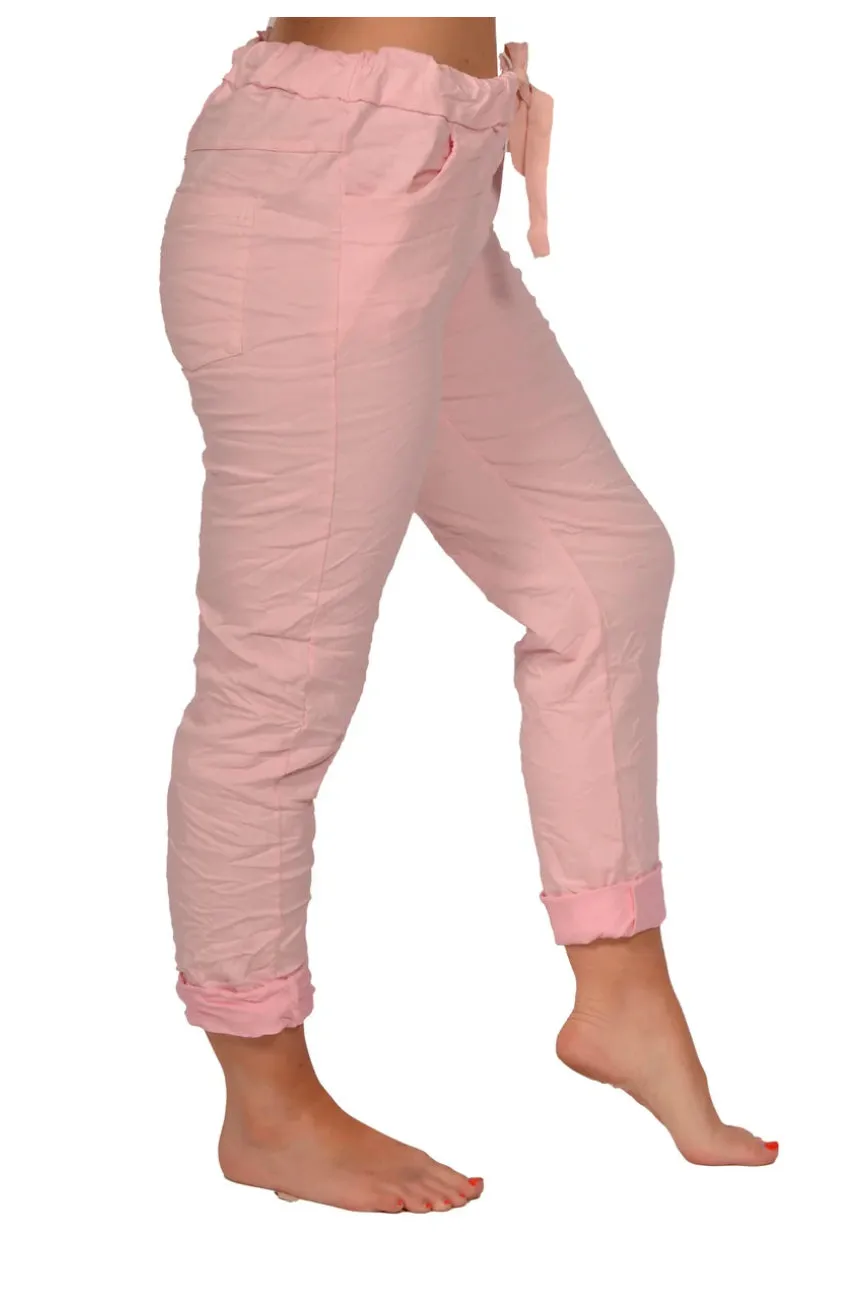 Drawstring Waist Jogger - CATHERINELILLY ITXF50060 Crinkle Pants