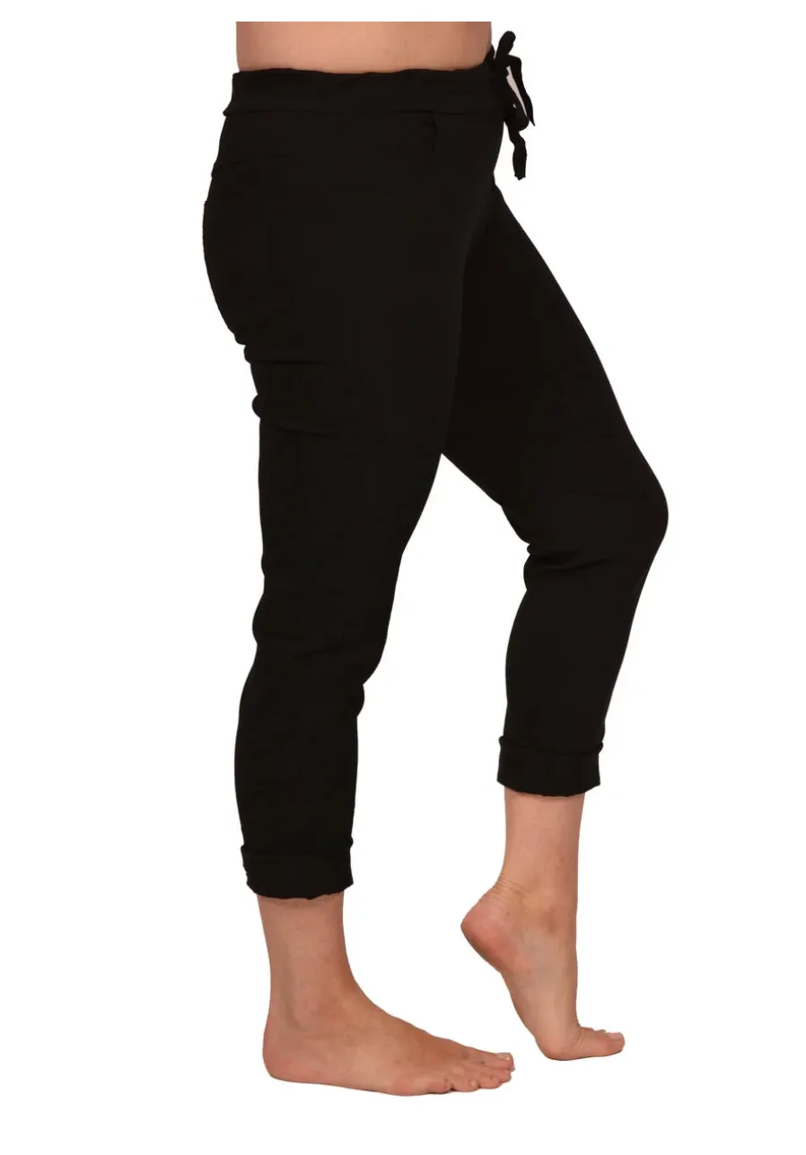 Drawstring Waist Jogger - CATHERINELILLY ITXF50060 Crinkle Pants