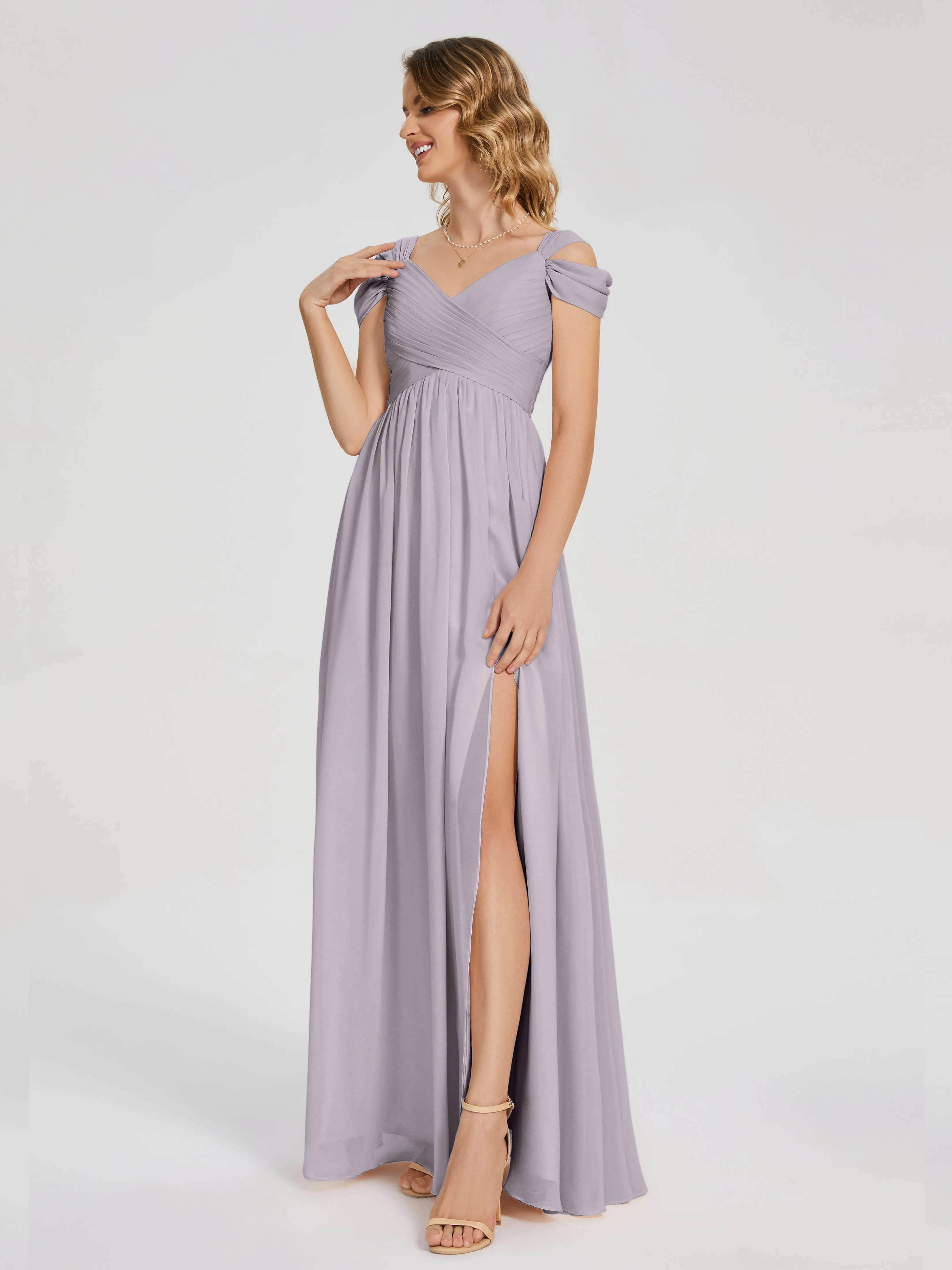 Dusk Bridesmaid Dress Charlee Flowy Split Chiffon Bridesmaid Dresses