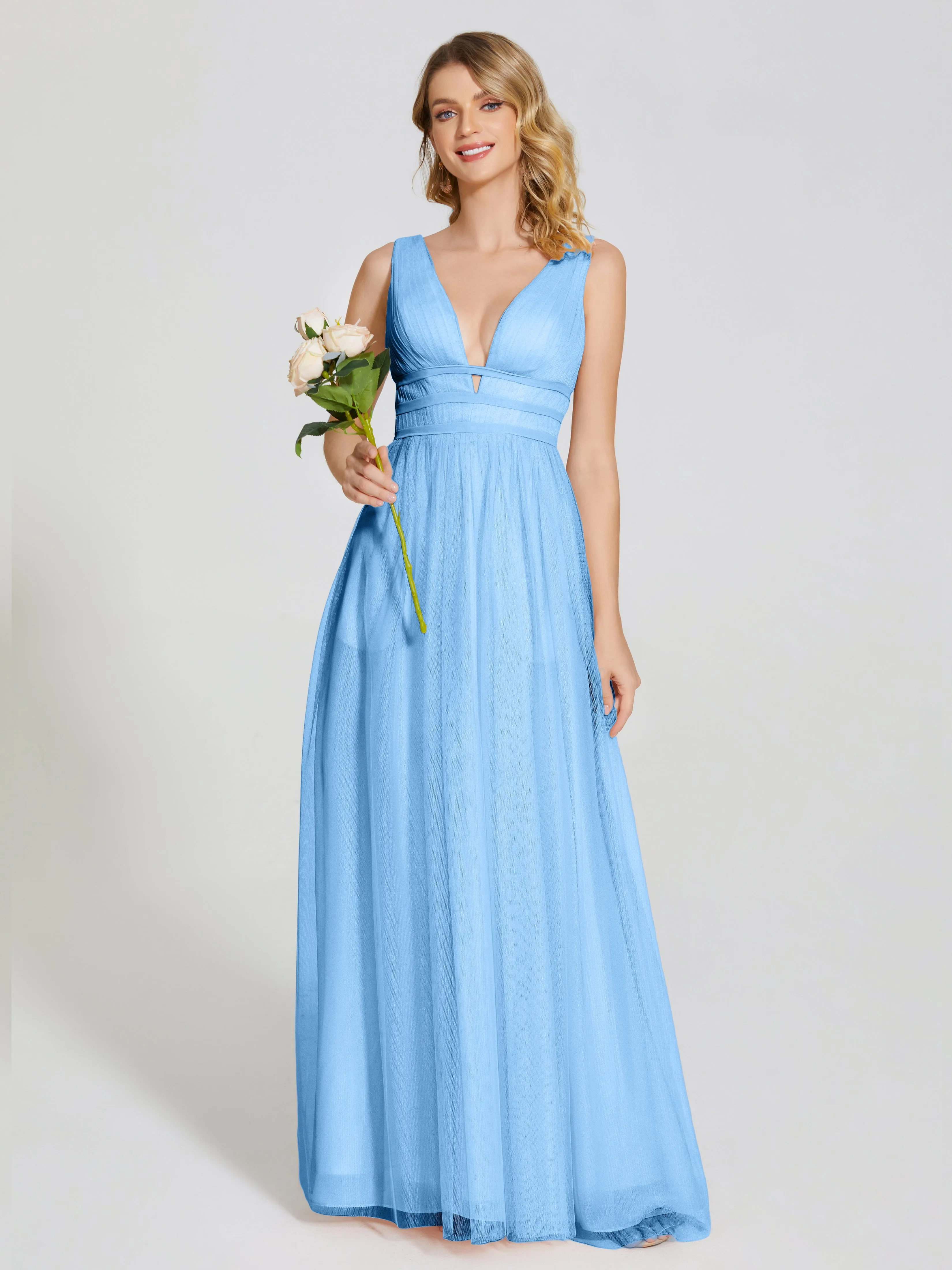 Elliana Flowy V-neck Tulle Bridesmaid Dresses