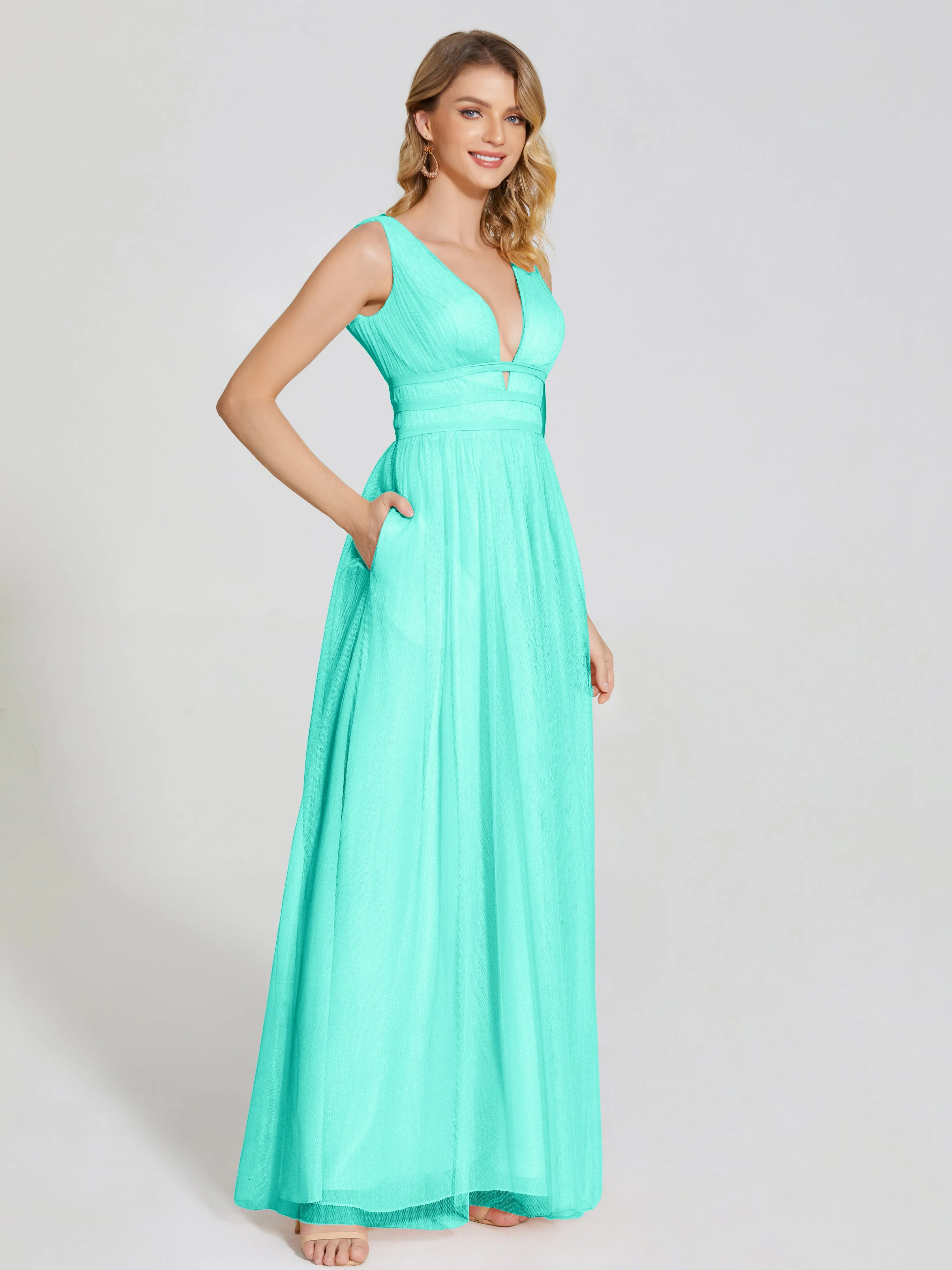 Elliana Flowy V-neck Tulle Bridesmaid Dresses