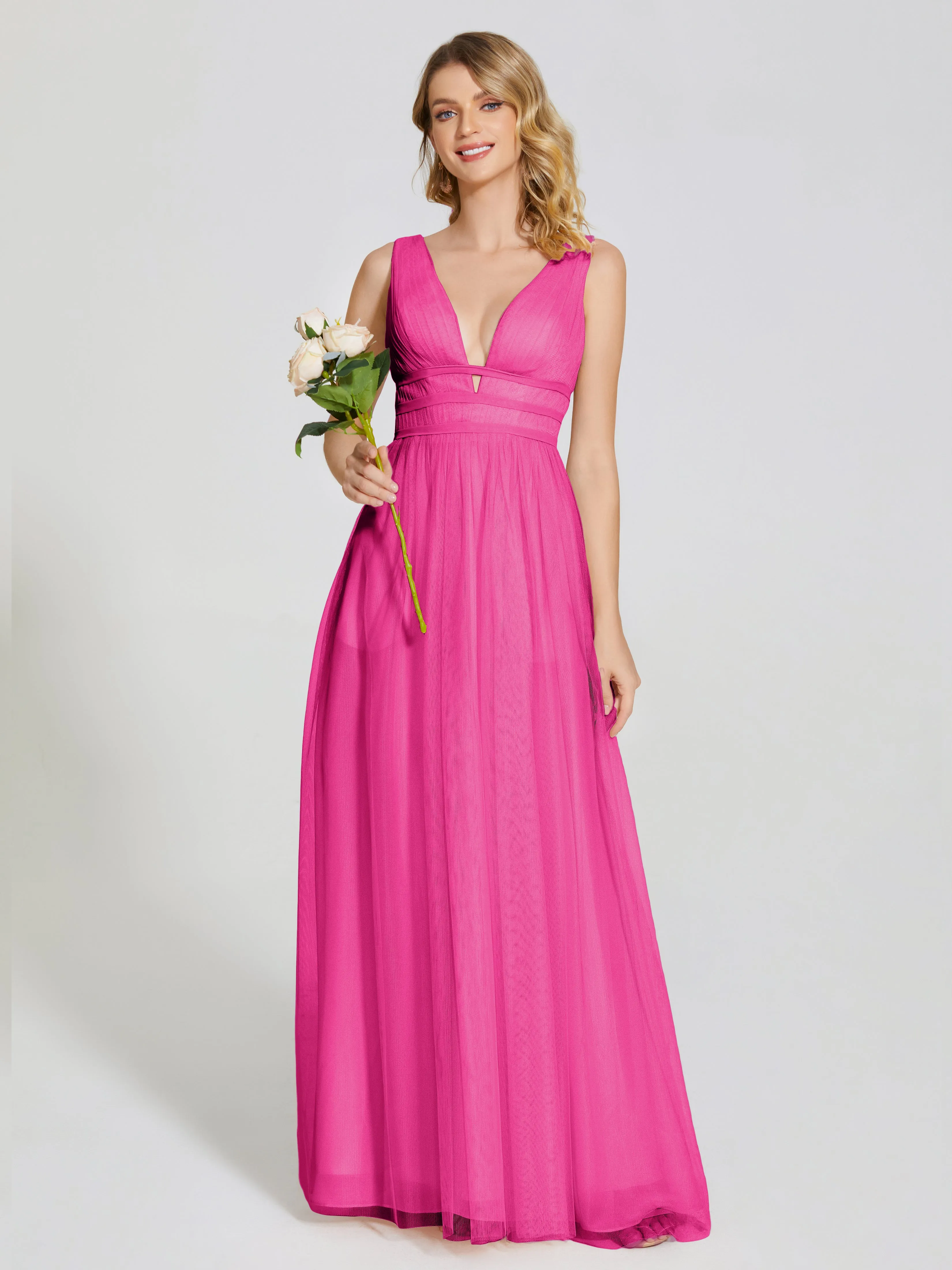 Elliana Flowy V-neck Tulle Bridesmaid Dresses