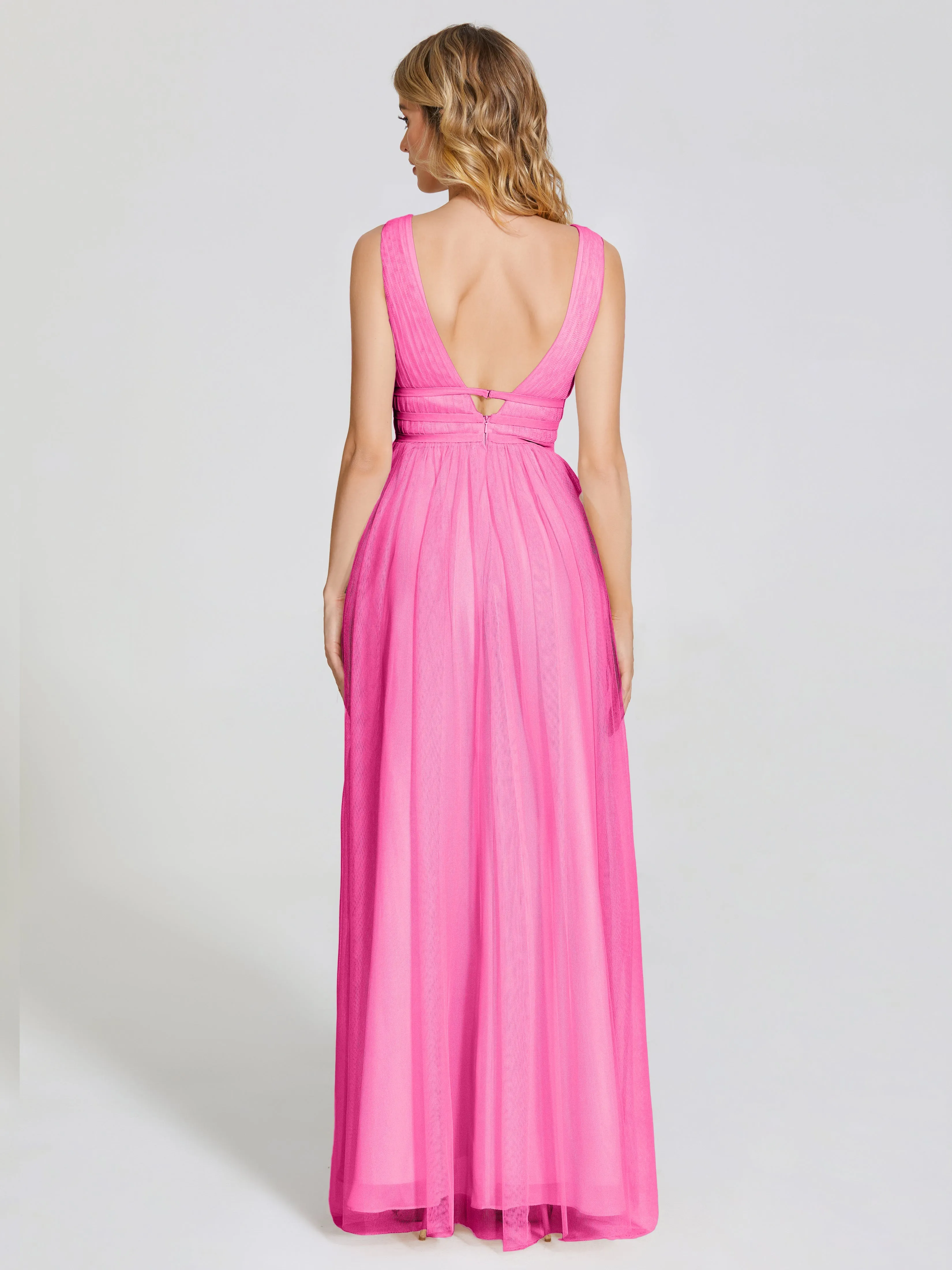 Elliana Flowy V-neck Tulle Bridesmaid Dresses