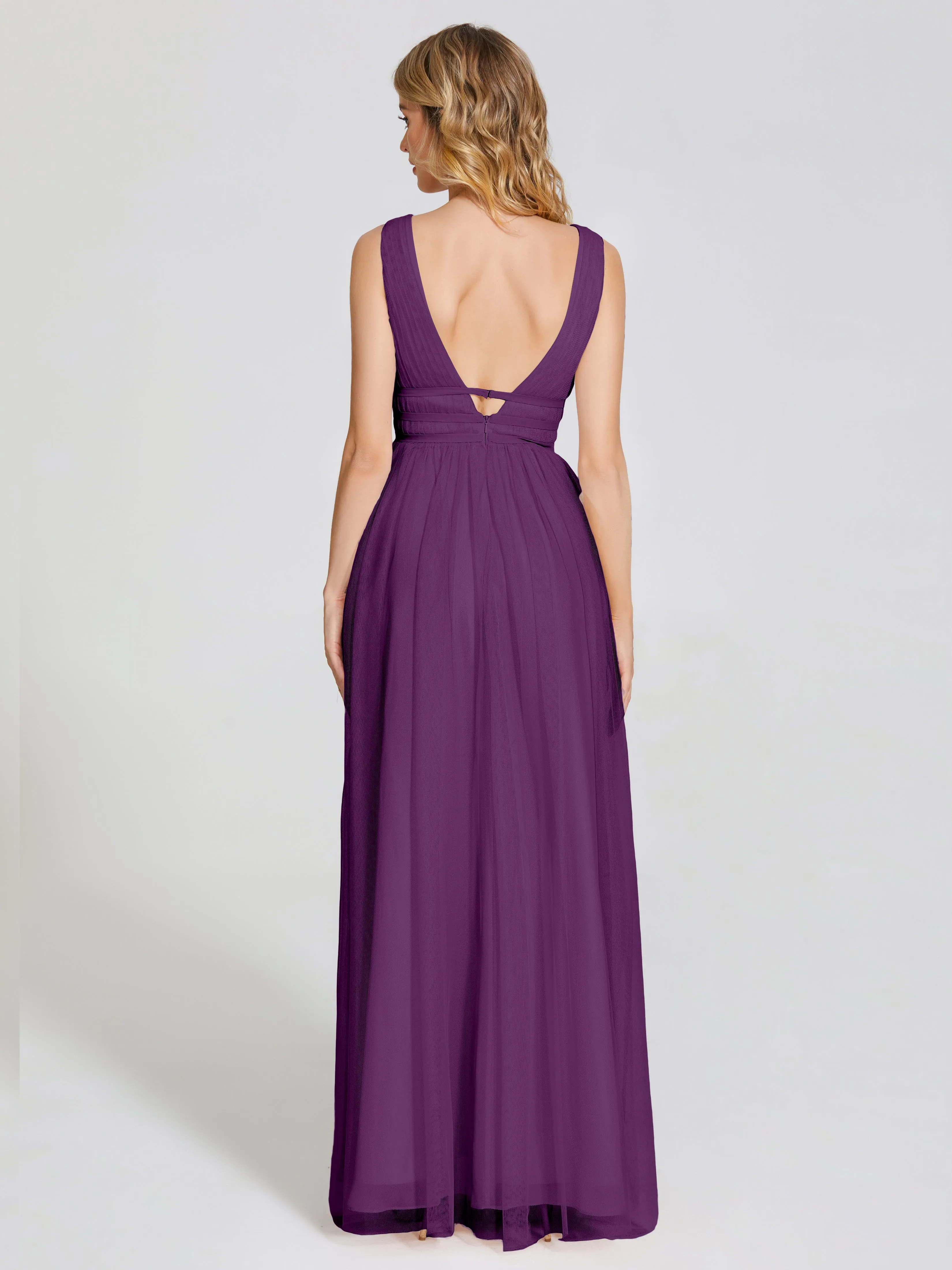 Elliana Flowy V-neck Tulle Bridesmaid Dresses