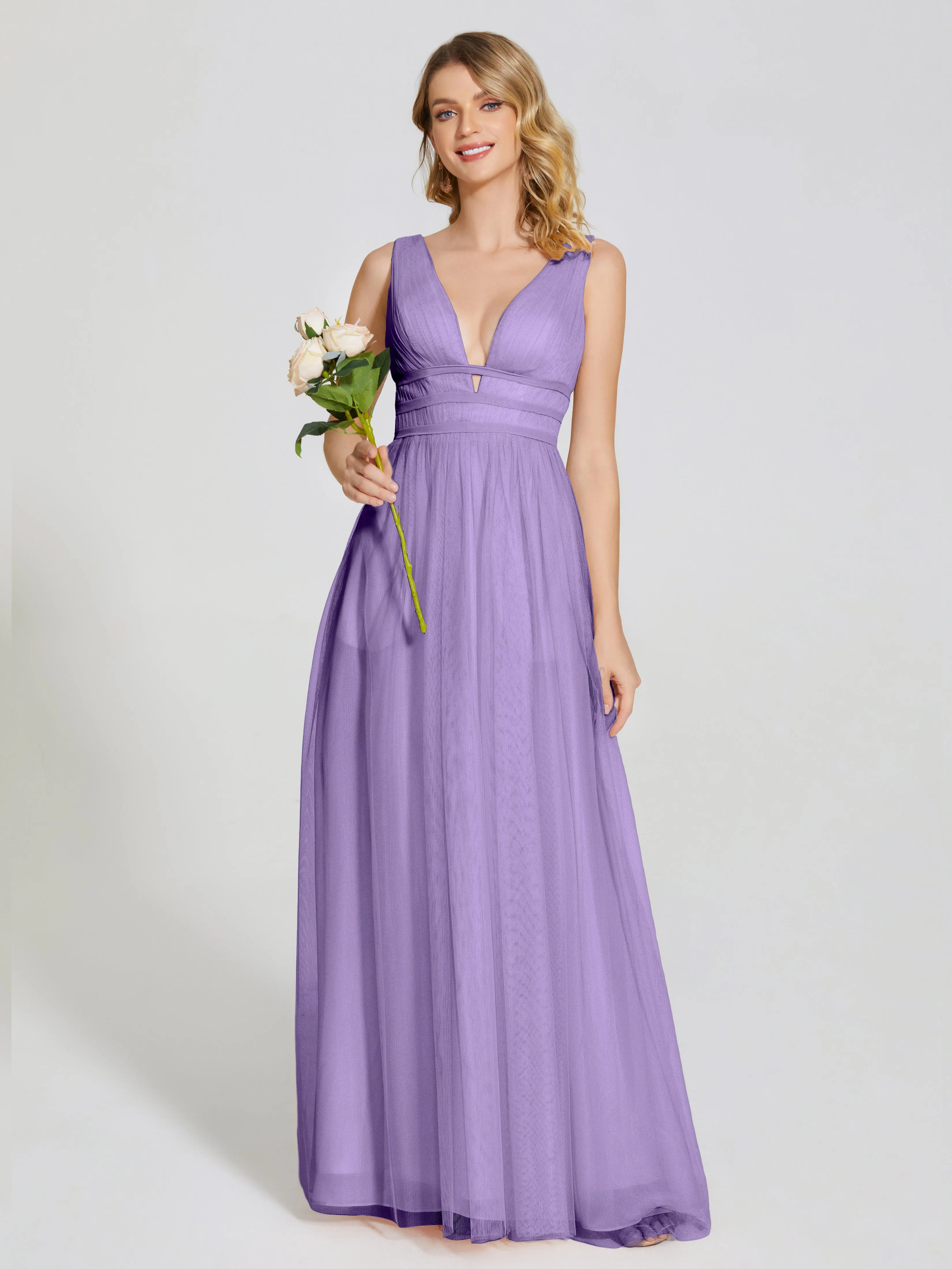 Elliana Flowy V-neck Tulle Bridesmaid Dresses