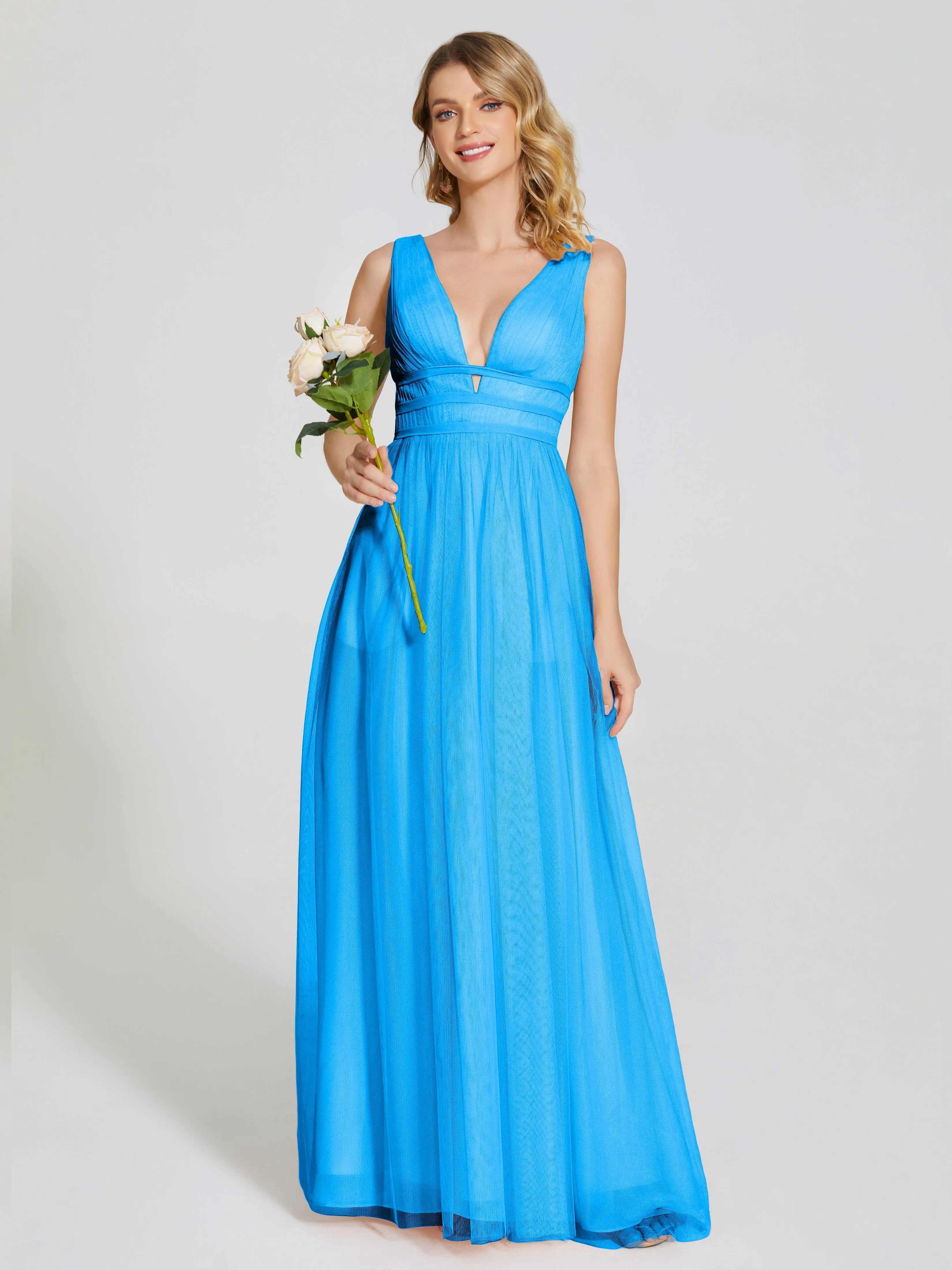 Elliana Flowy V-neck Tulle Bridesmaid Dresses