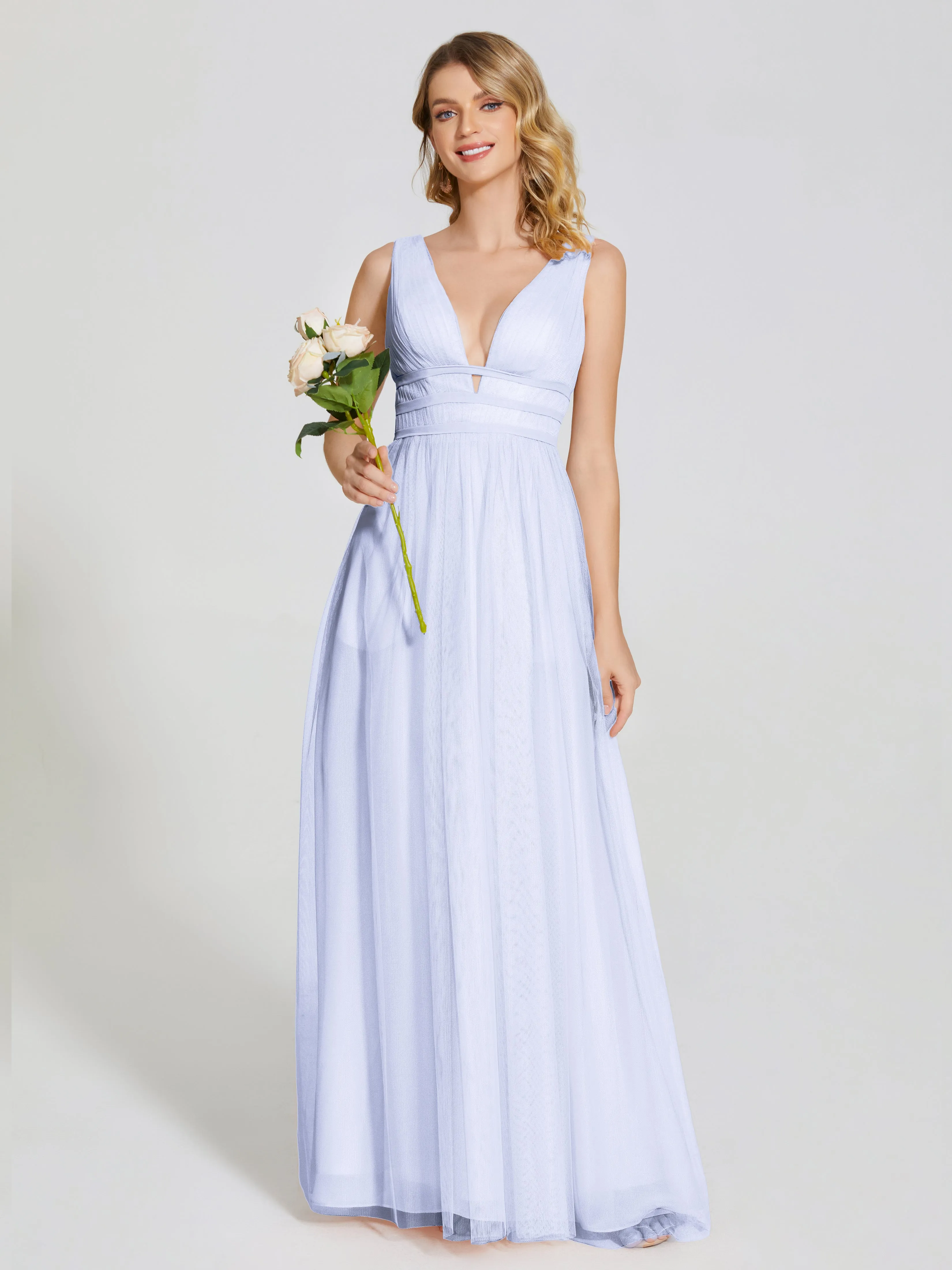 Elliana Flowy V-neck Tulle Bridesmaid Dresses