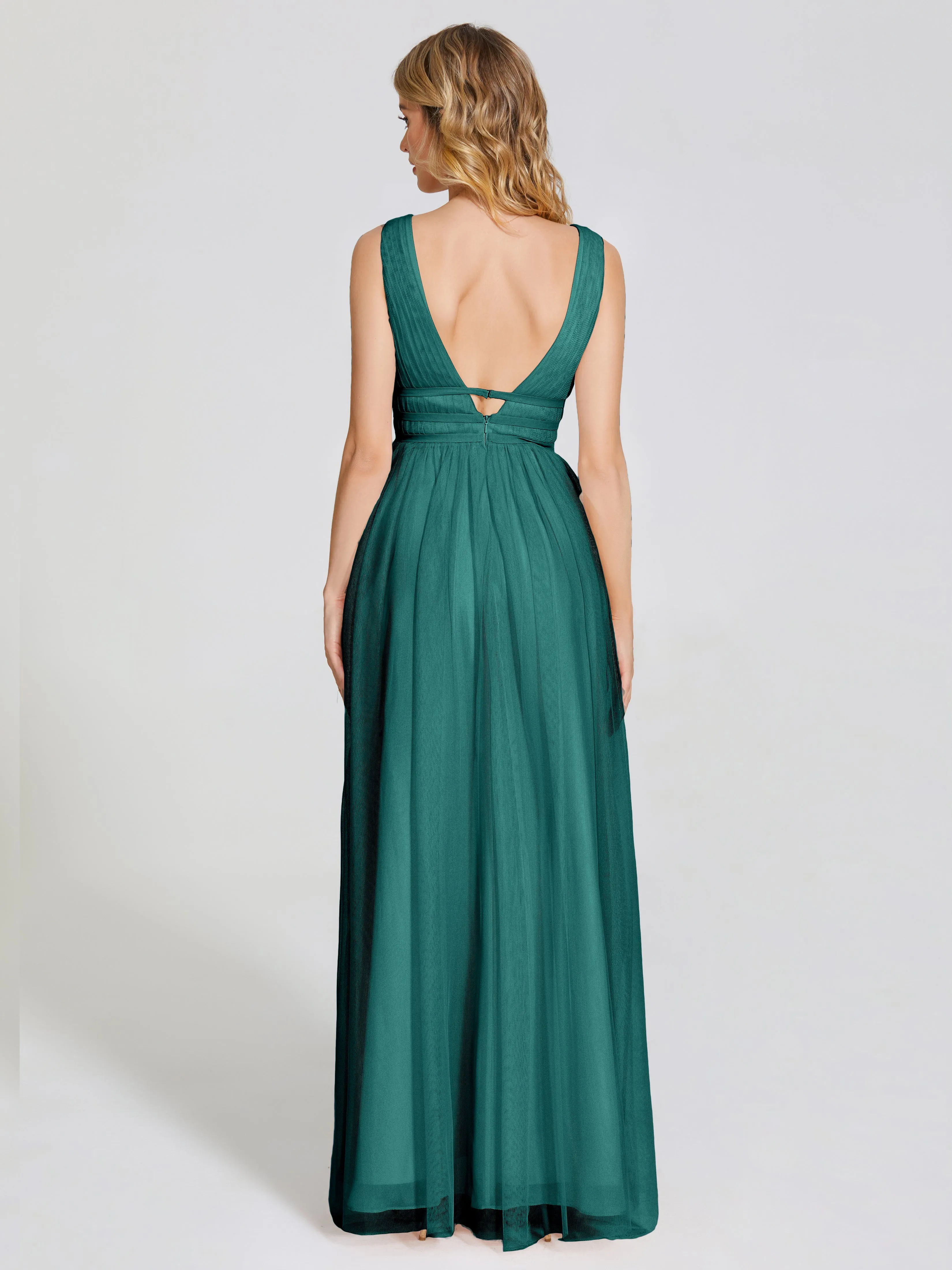 Elliana Flowy V-neck Tulle Bridesmaid Dresses