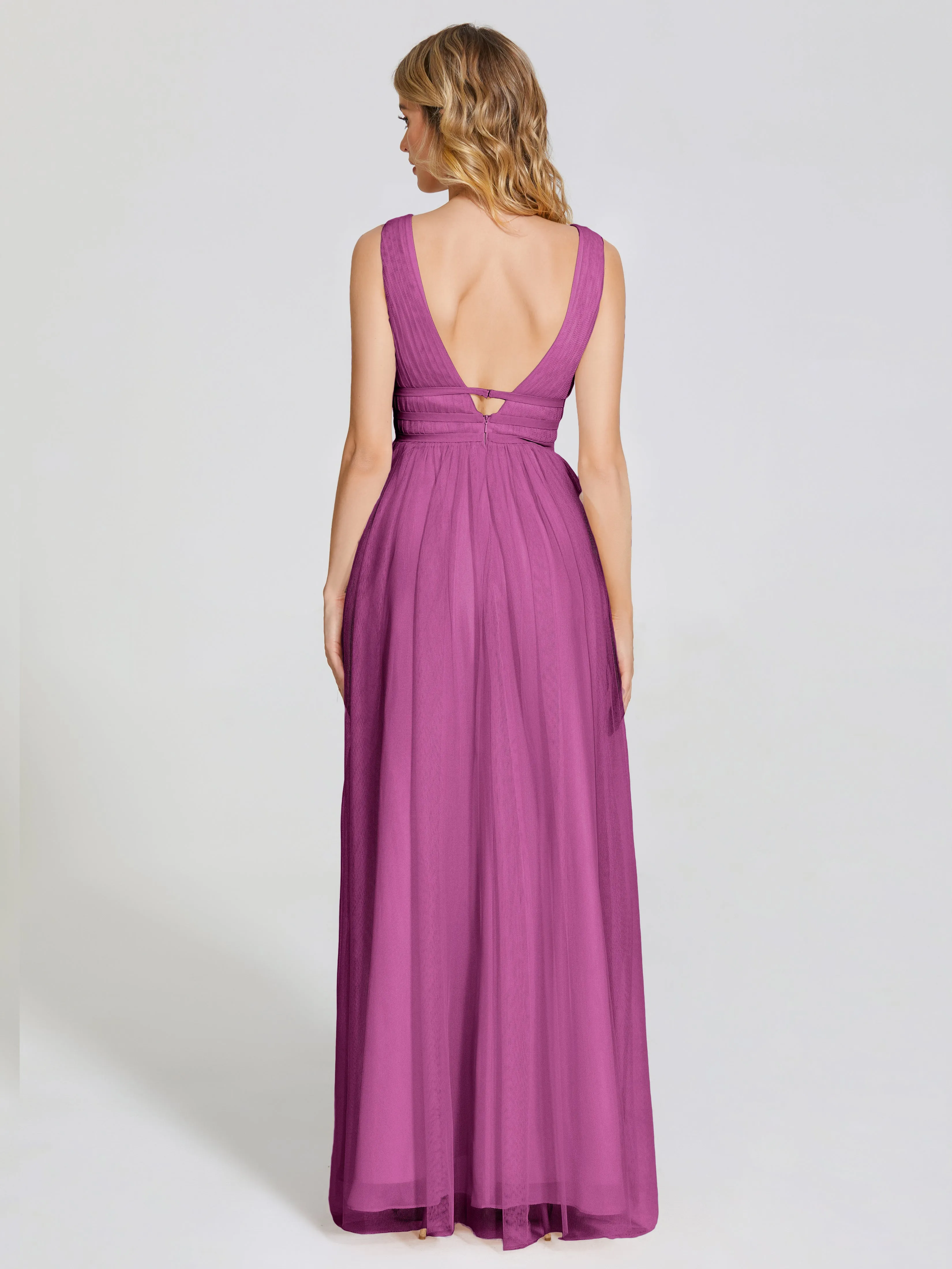 Elliana Flowy V-neck Tulle Bridesmaid Dresses