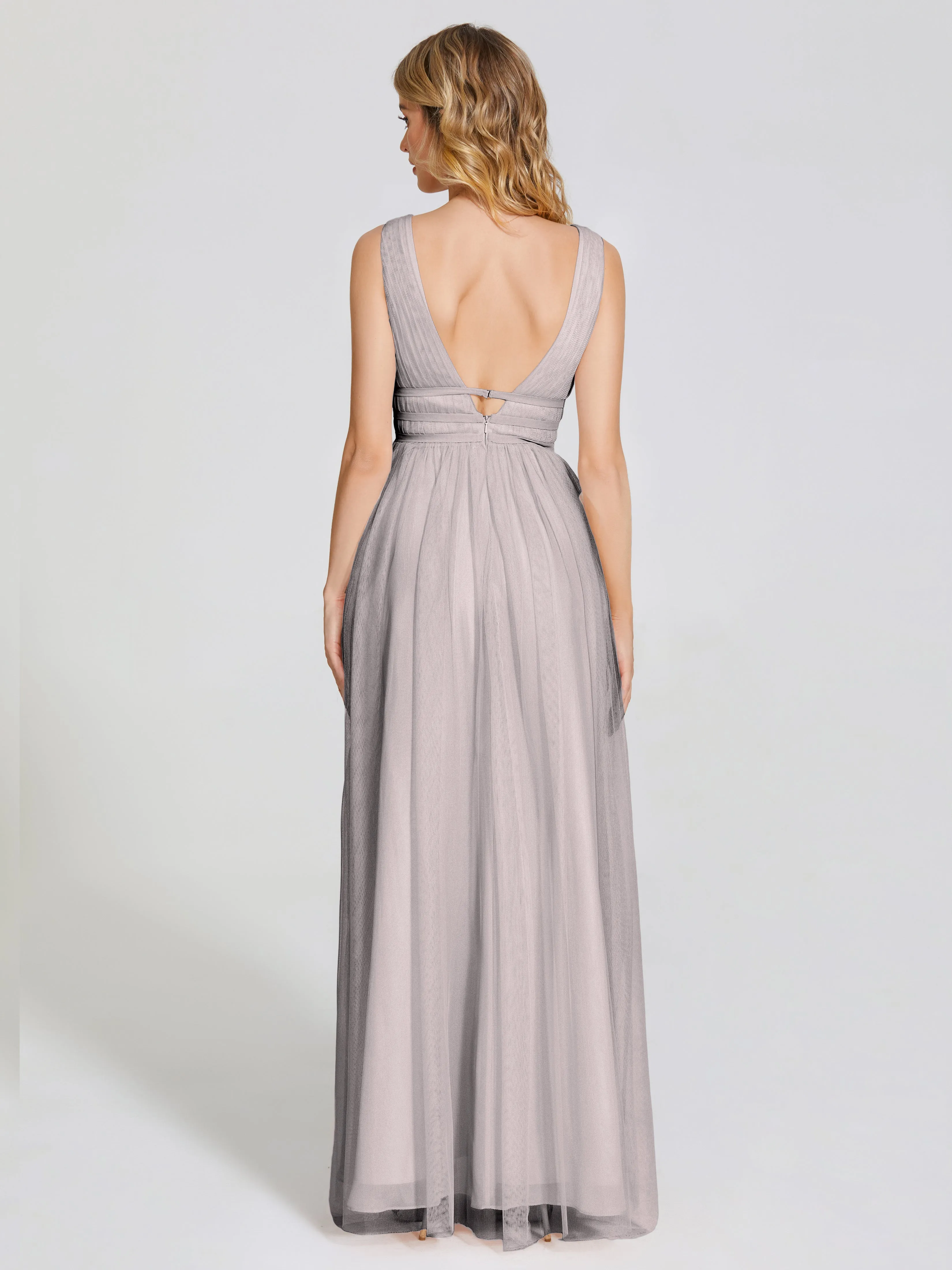 Elliana Flowy V-neck Tulle Bridesmaid Dresses