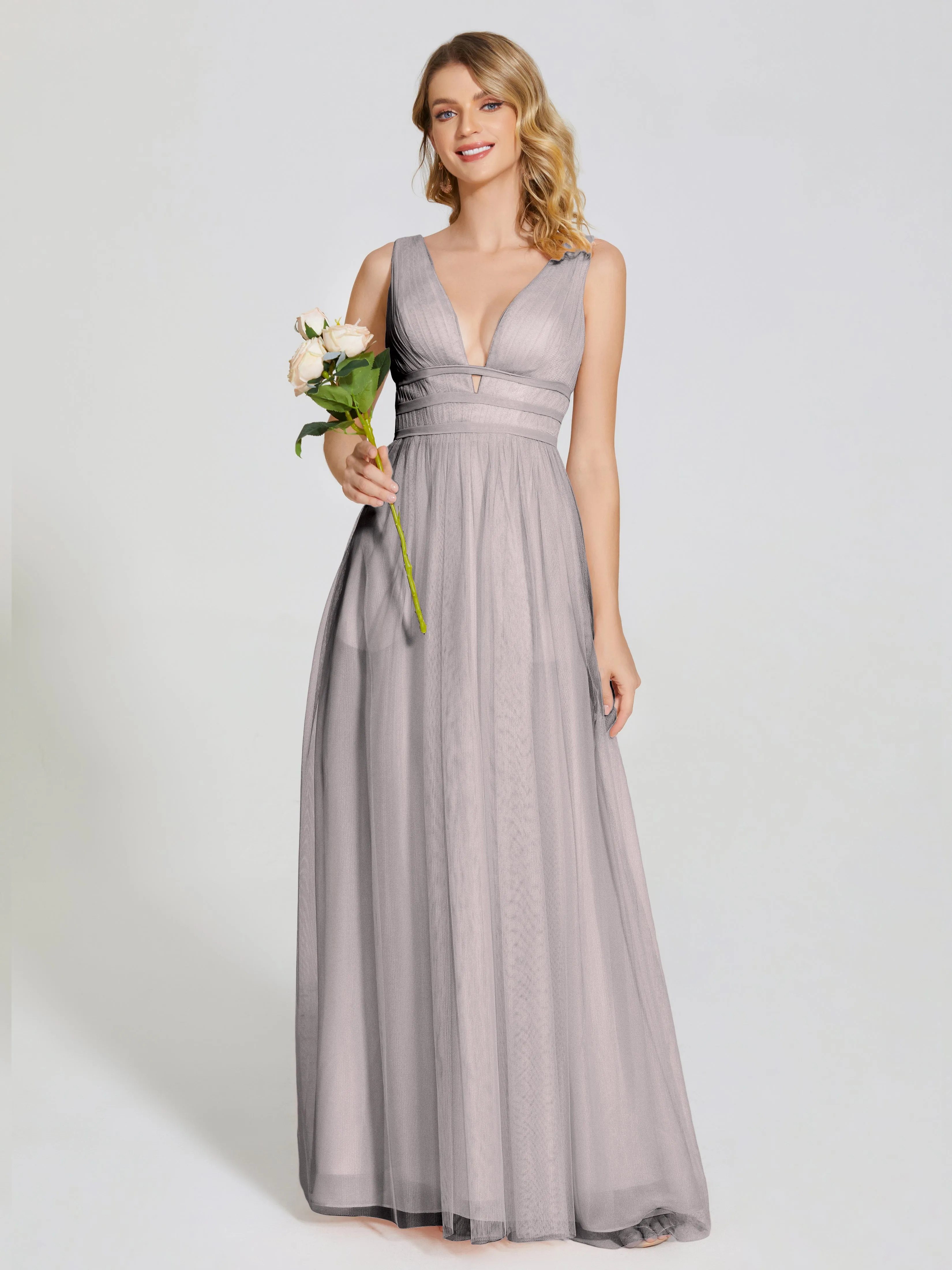 Elliana Flowy V-neck Tulle Bridesmaid Dresses