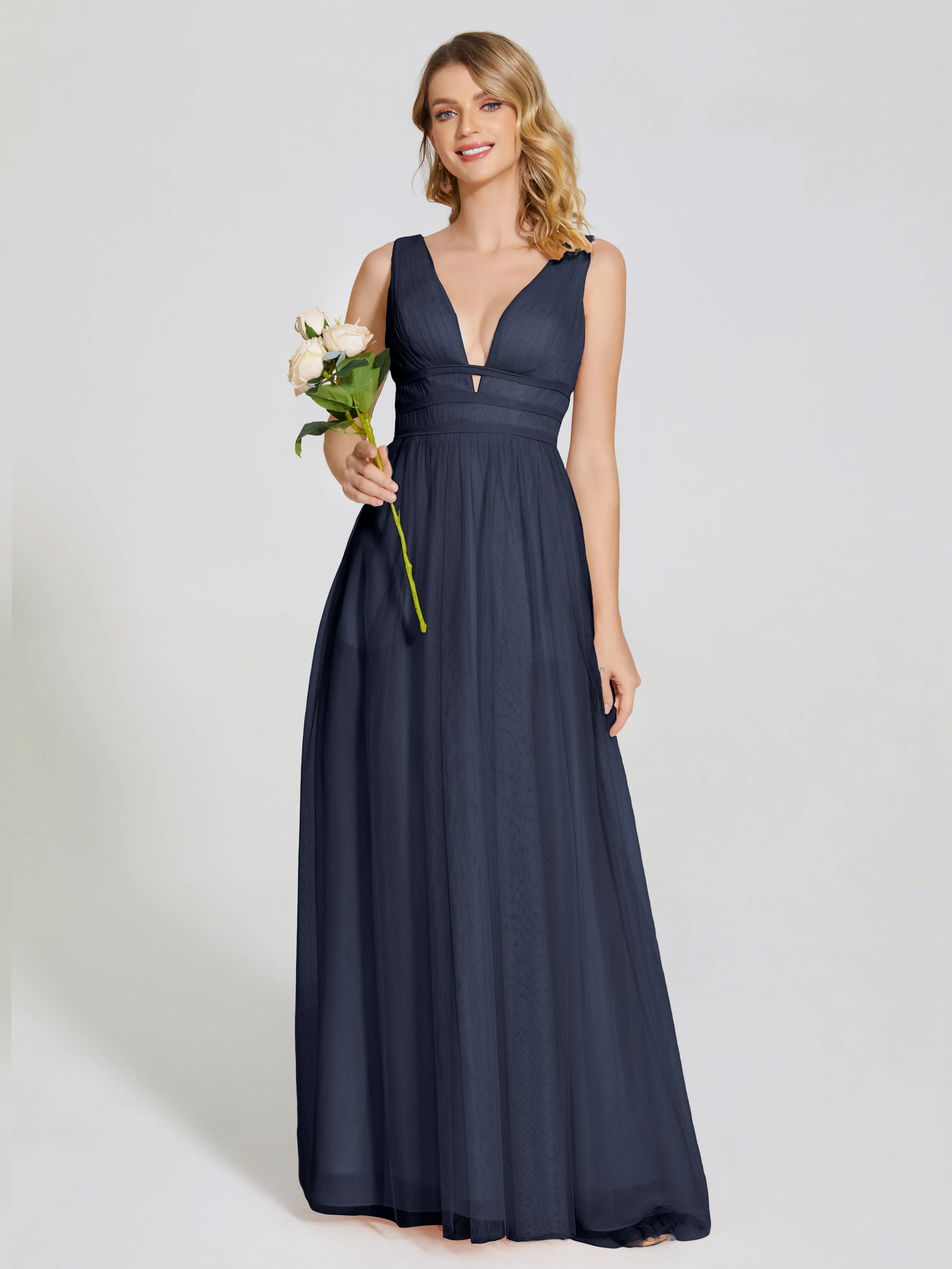 Elliana Flowy V-neck Tulle Bridesmaid Dresses