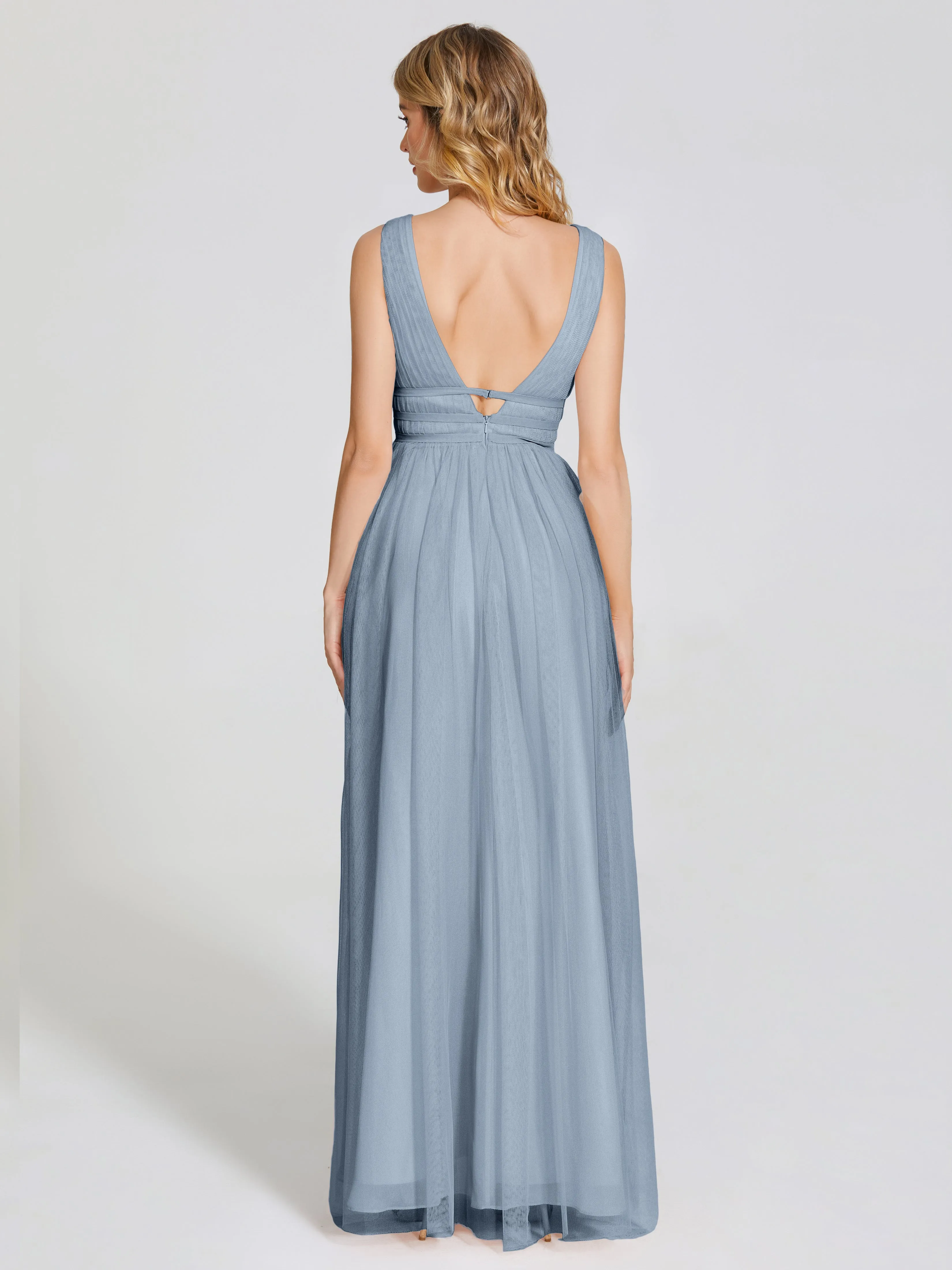 Elliana Flowy V-neck Tulle Bridesmaid Dresses