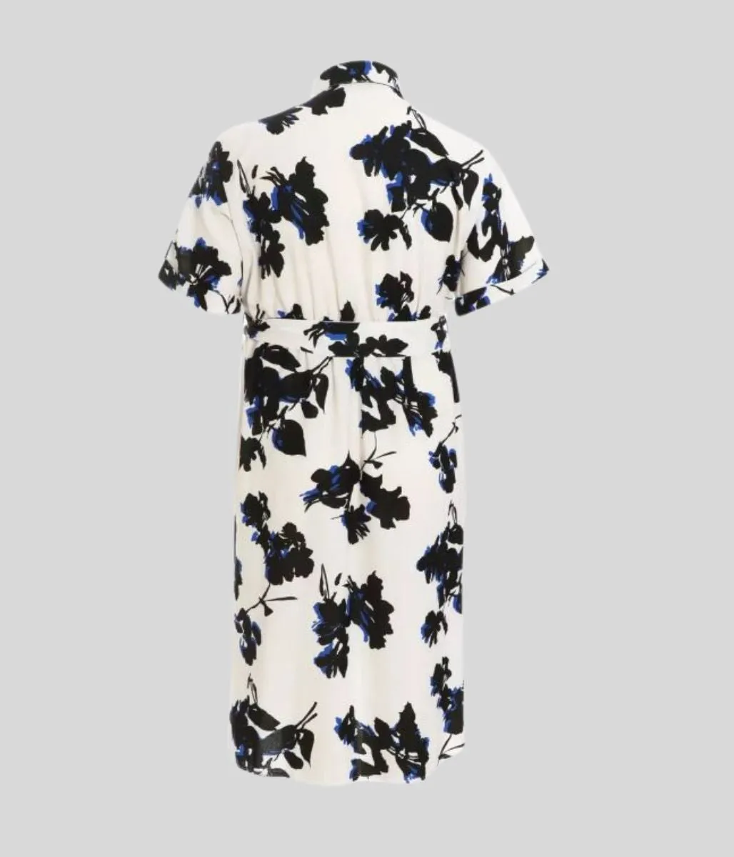 Floral Crepe Shirt Midi Dress