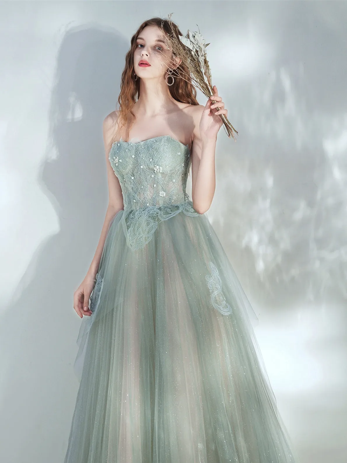 Flowy Light Green Prom Dress