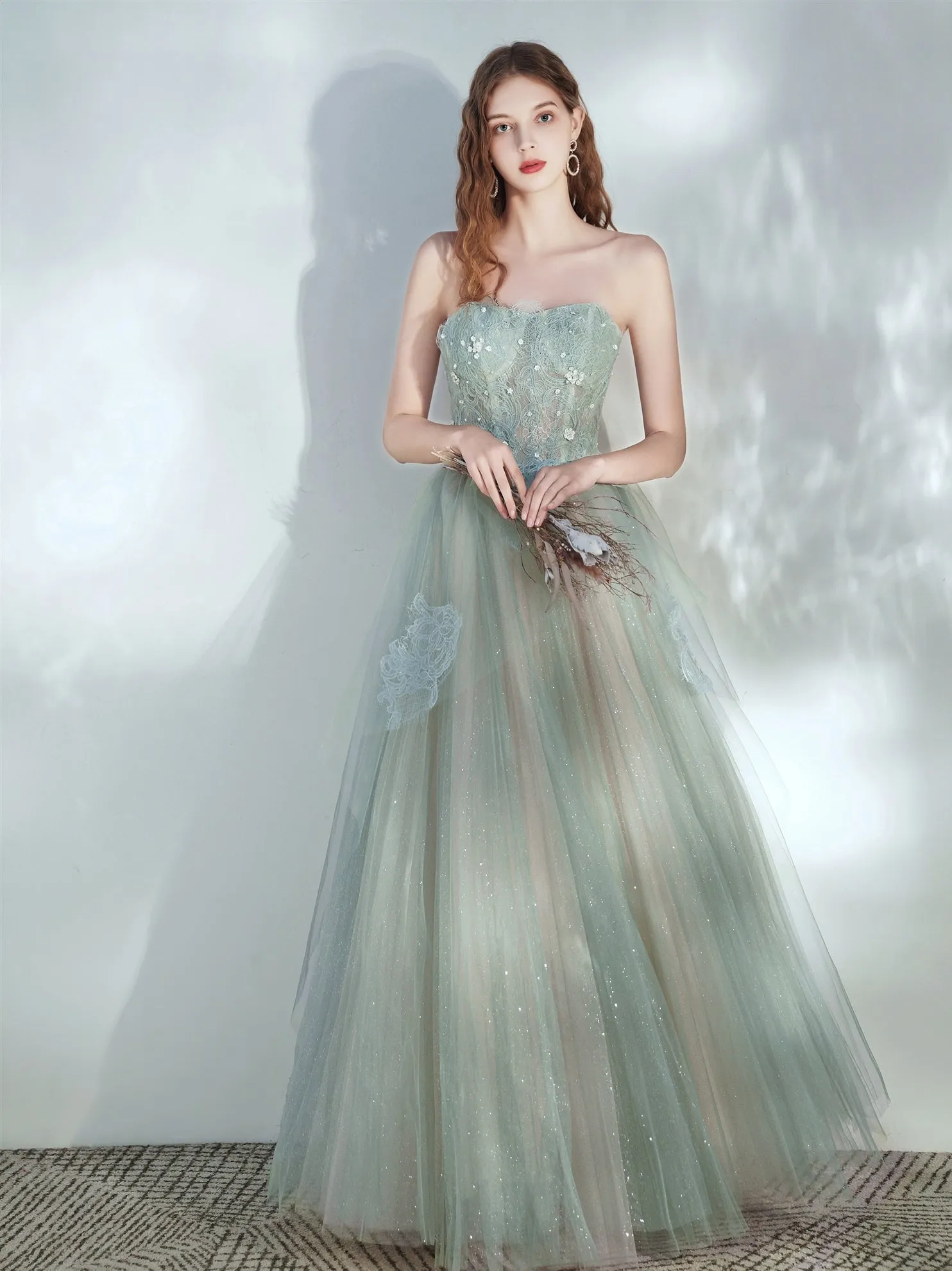 Flowy Light Green Prom Dress