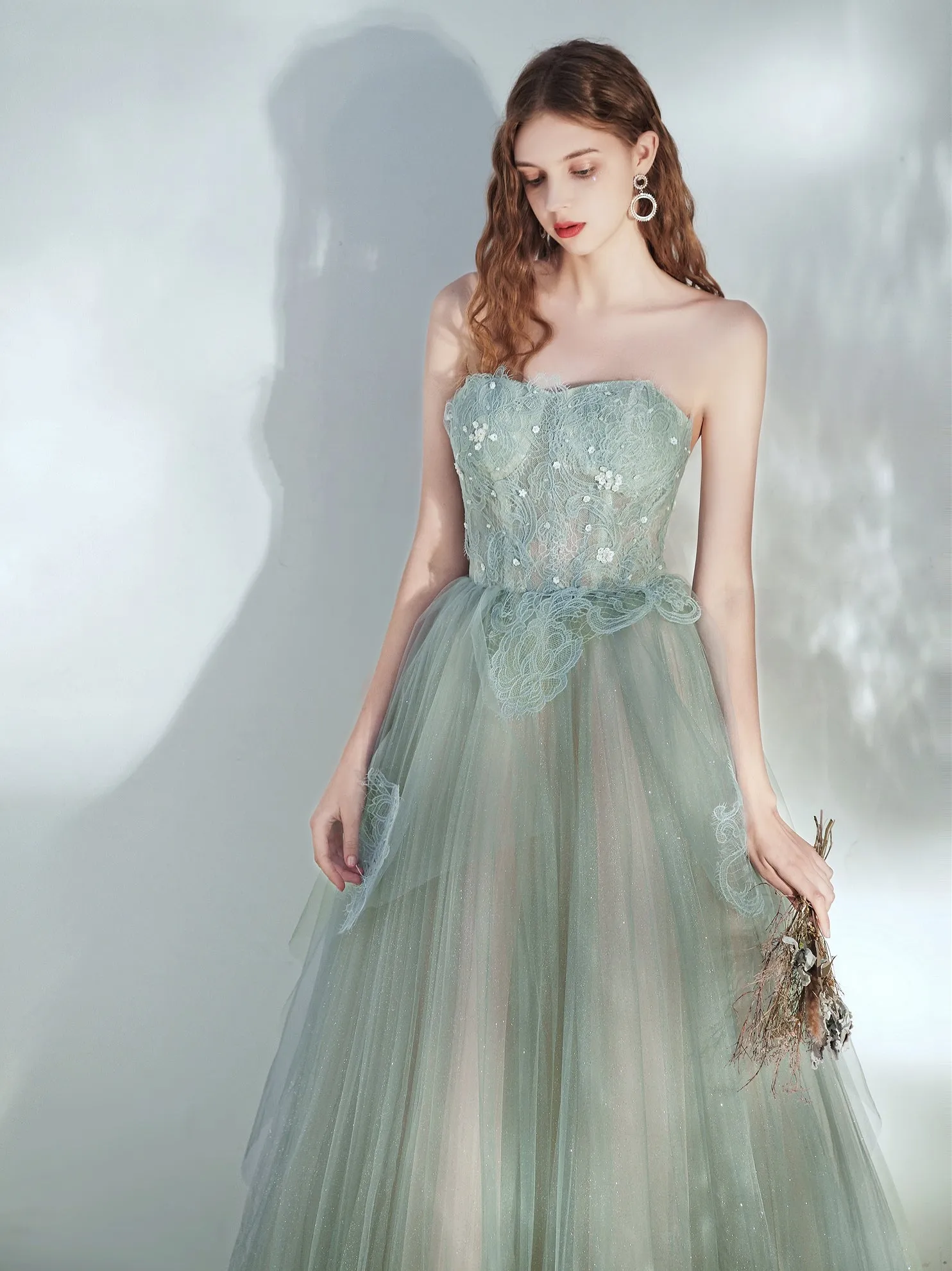 Flowy Light Green Prom Dress