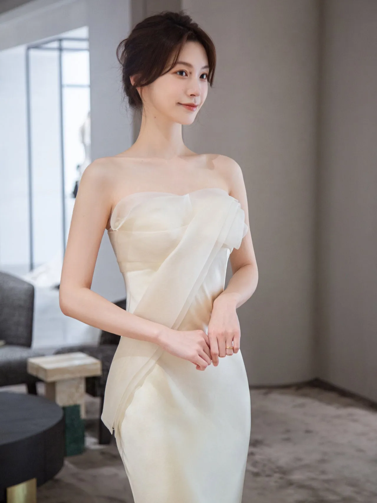 Flowy Simple Sheath Silk Wedding Dress