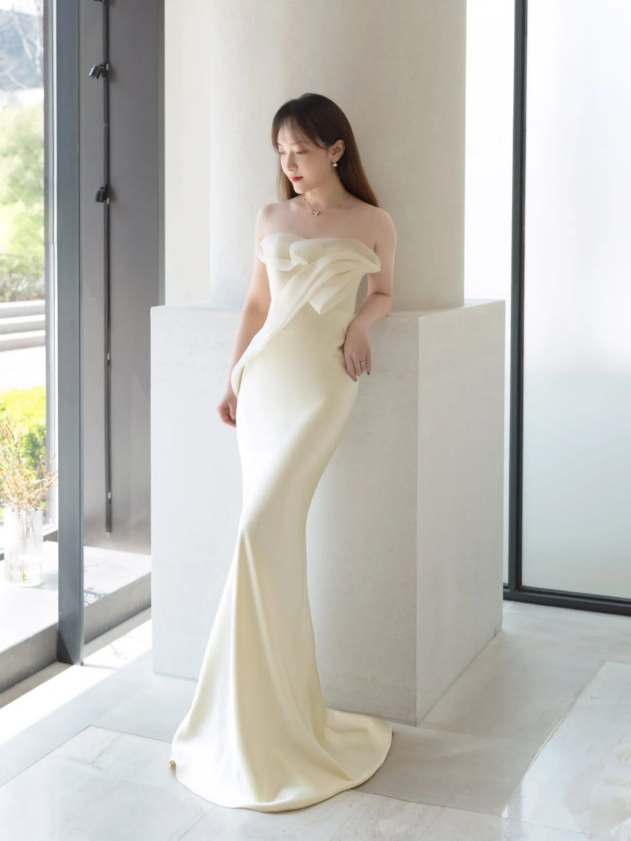 Flowy Simple Sheath Silk Wedding Dress