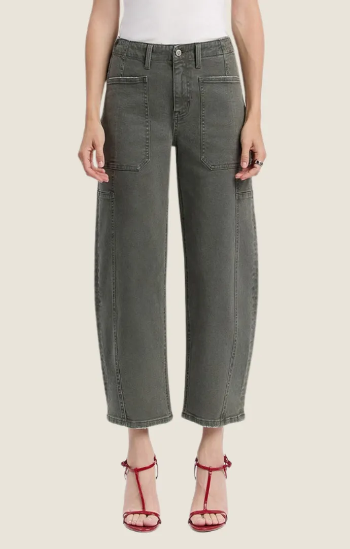 Frankie Forest Green Barrel Jeans