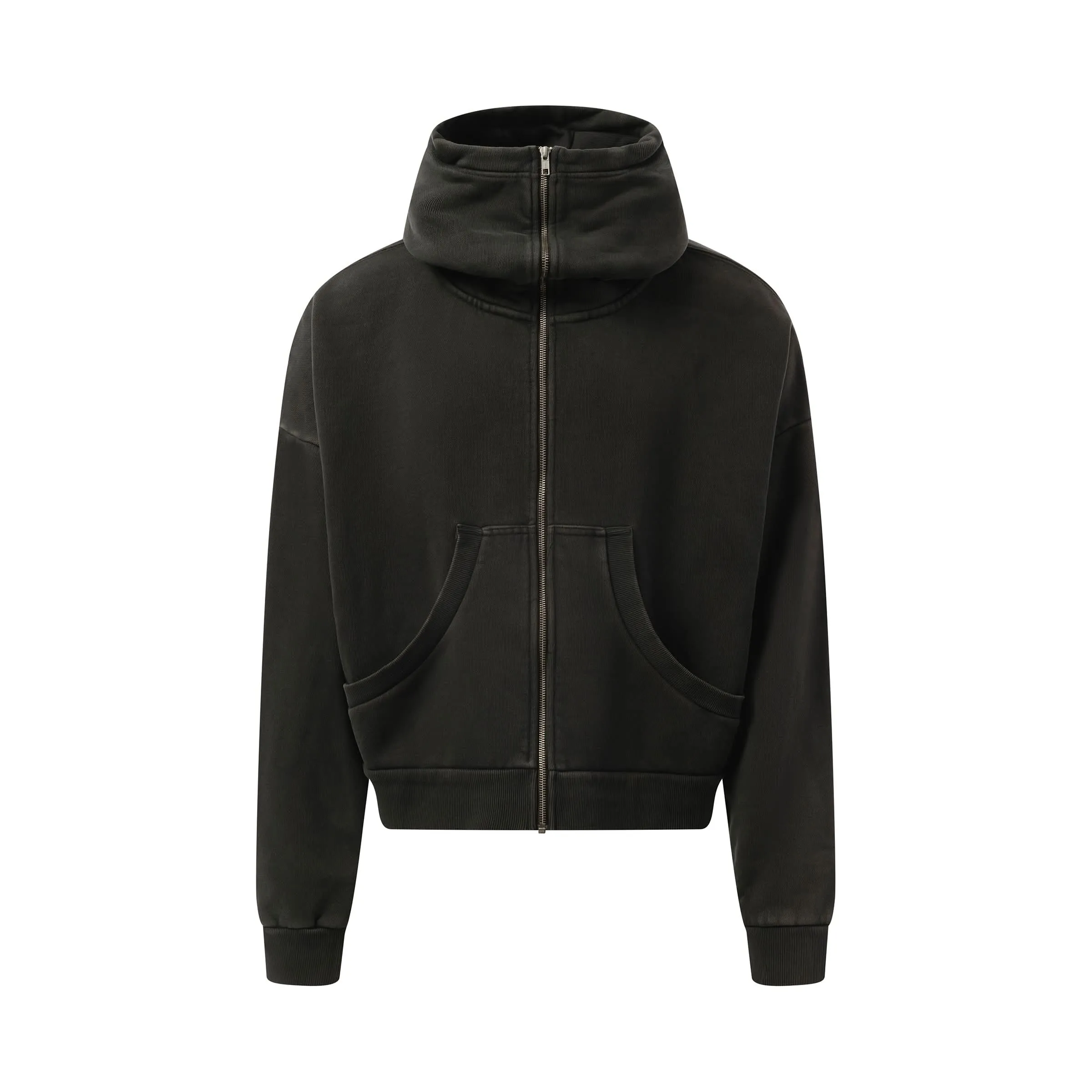 Full Zip Hoodie in Washed Black