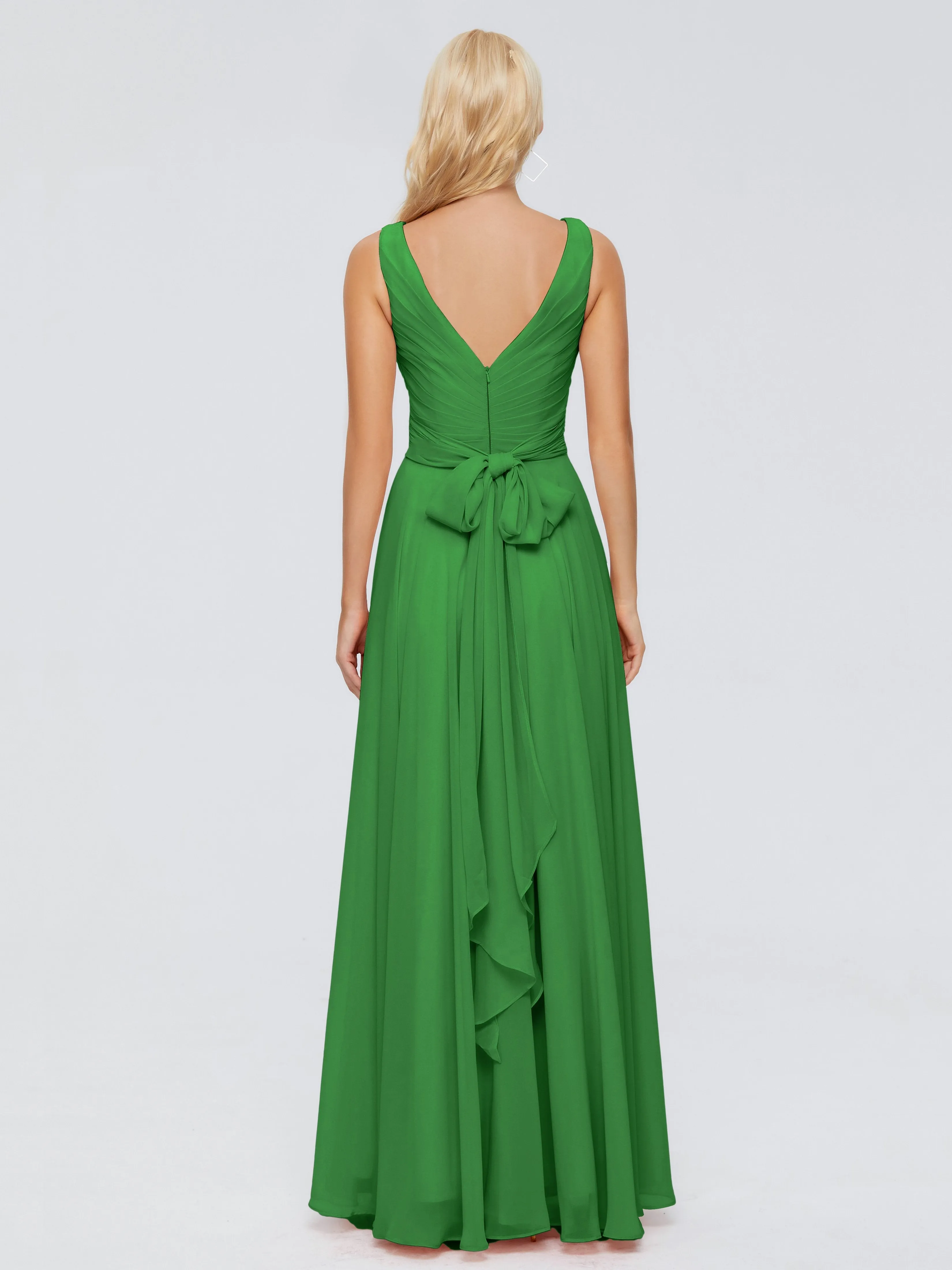 Green Chiffon Bridesmaid Dresses Ryleigh Flowy Chiffon Bridesmaid Dresses With Bow