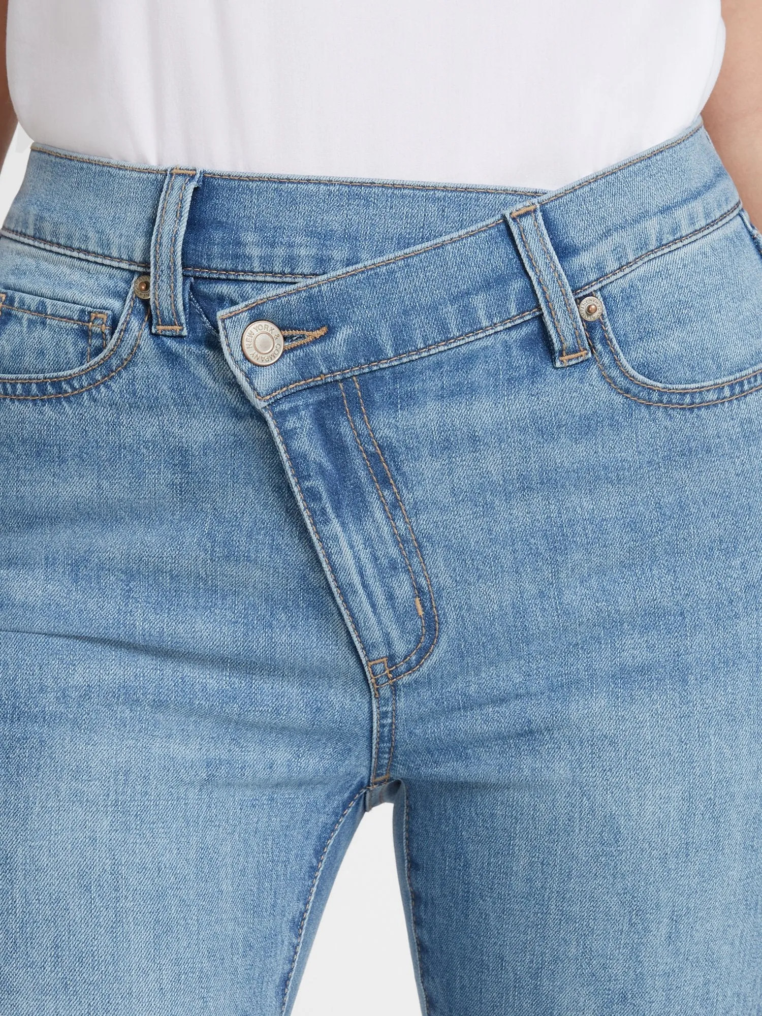 High-Waisted Overlap Detail Super-Skinny Ankle Jeans